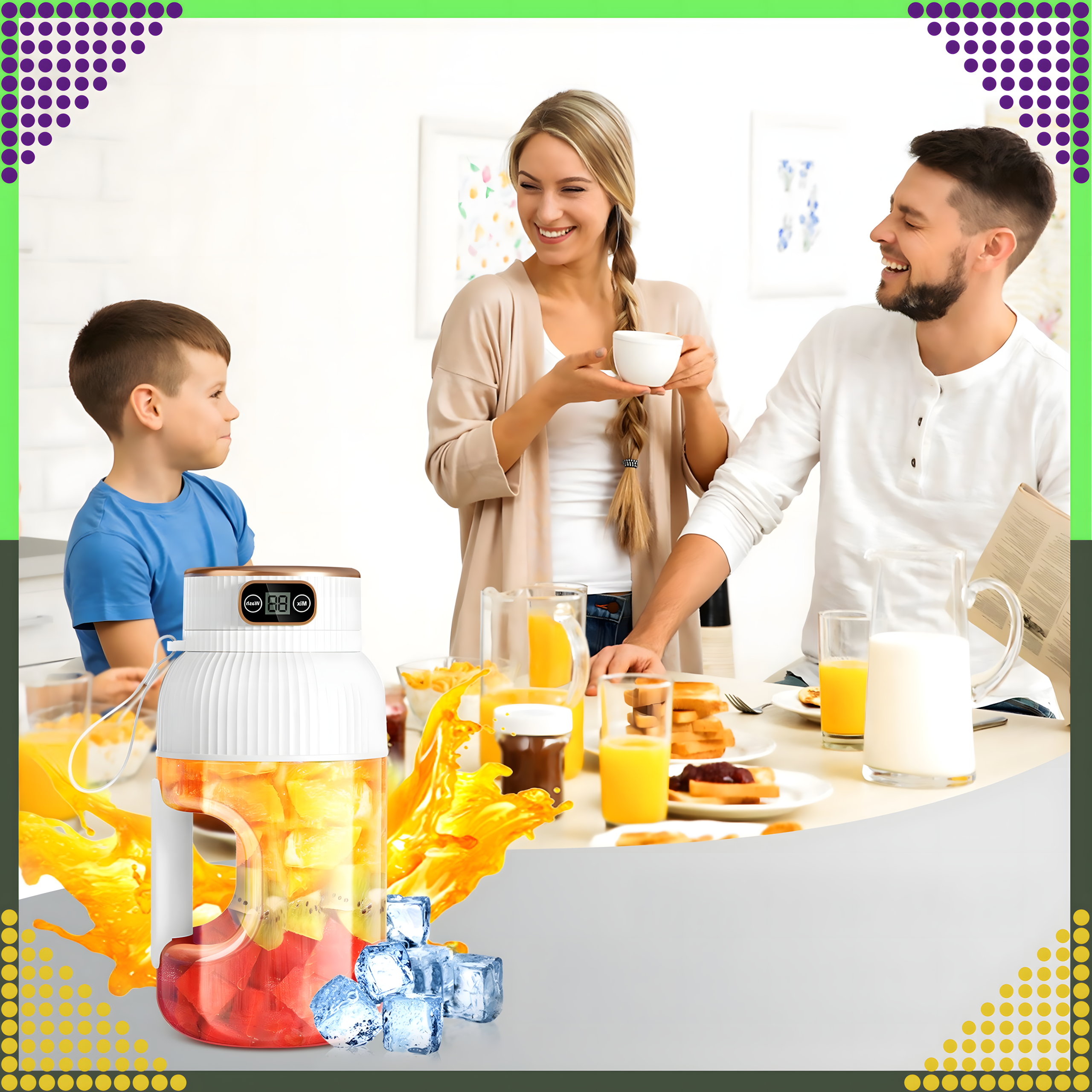 Portable Blender Mixer for Fruit Smoothies 1L Wireless USB