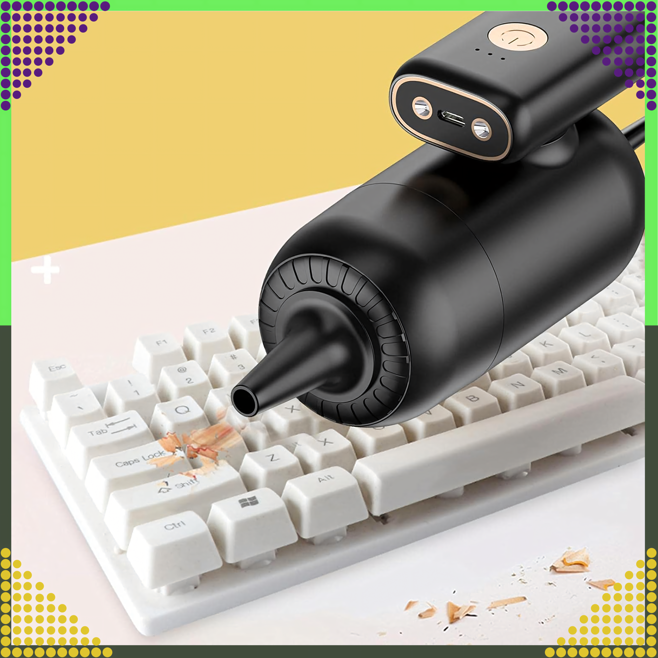 Handheld Cordless Car Vacuum Cleaner 2in1 with LED Blower