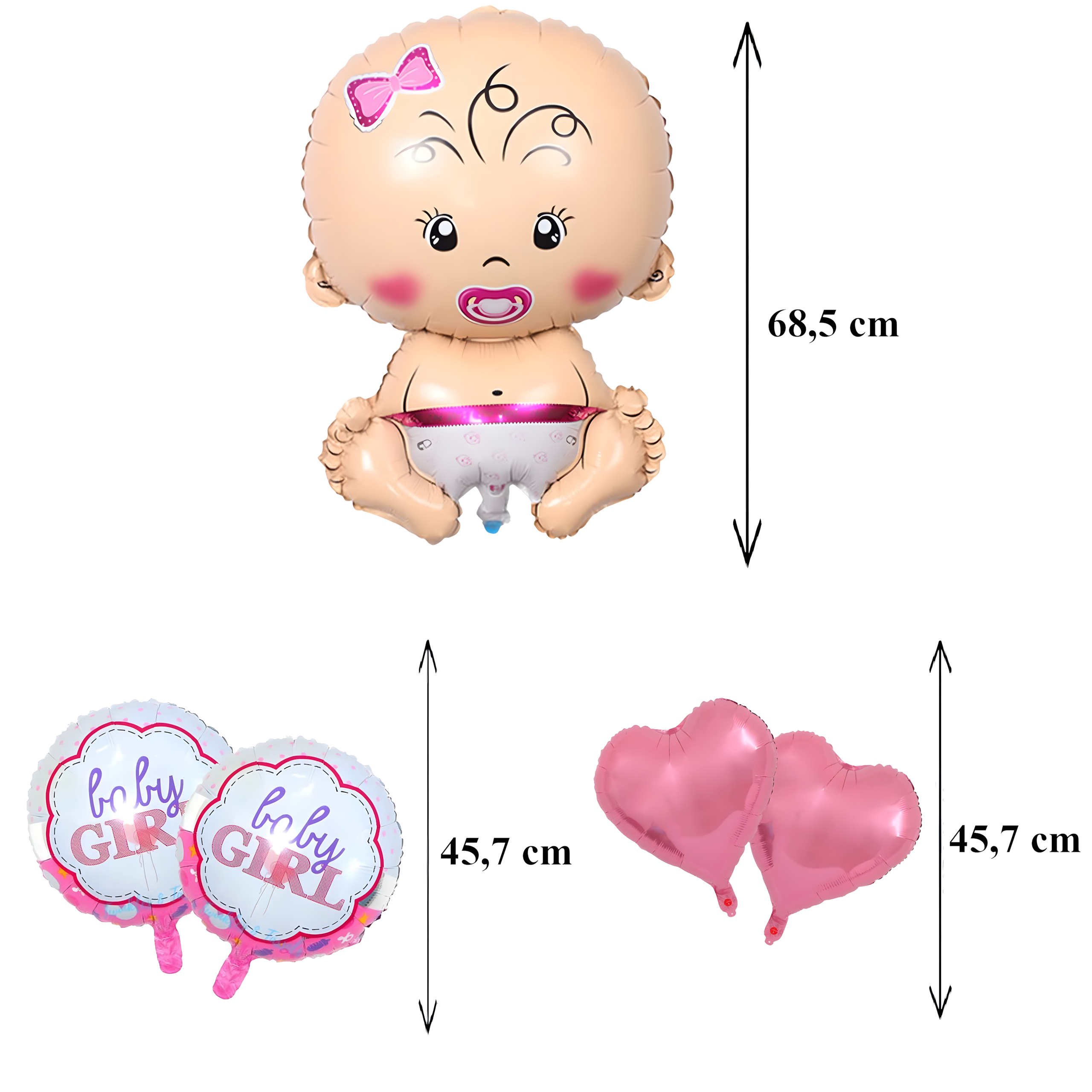 Beebipeo õhupallid Tüdrukule, 5-tk tähekomplekt