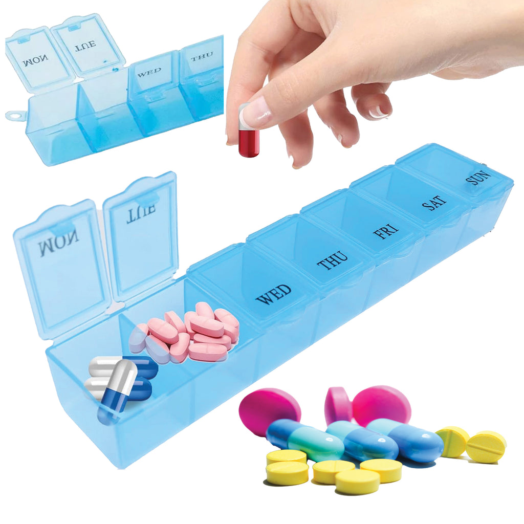 Weekly Pill Organizer Box with 7 Compartments