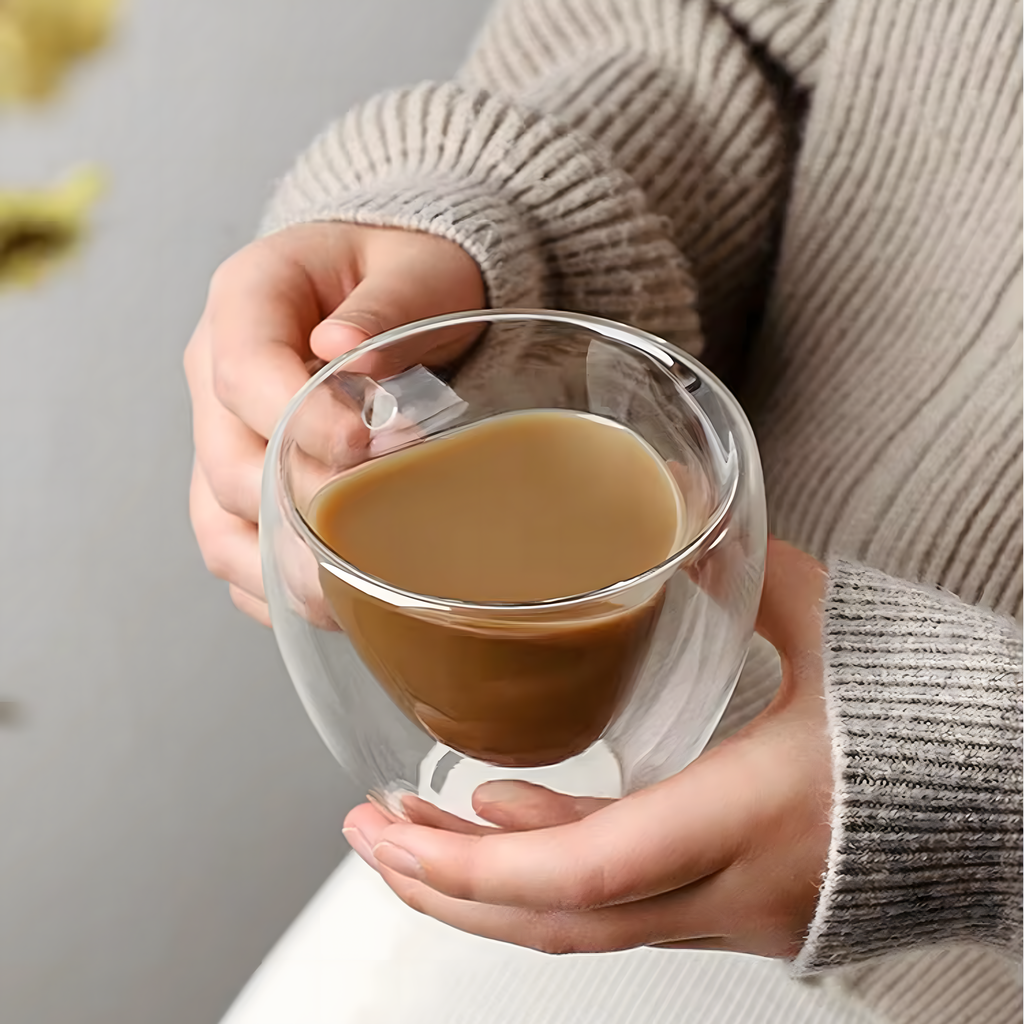 Armastuse kruus südamekujuline klaas topeltseinaga kuumakindel 250 ml