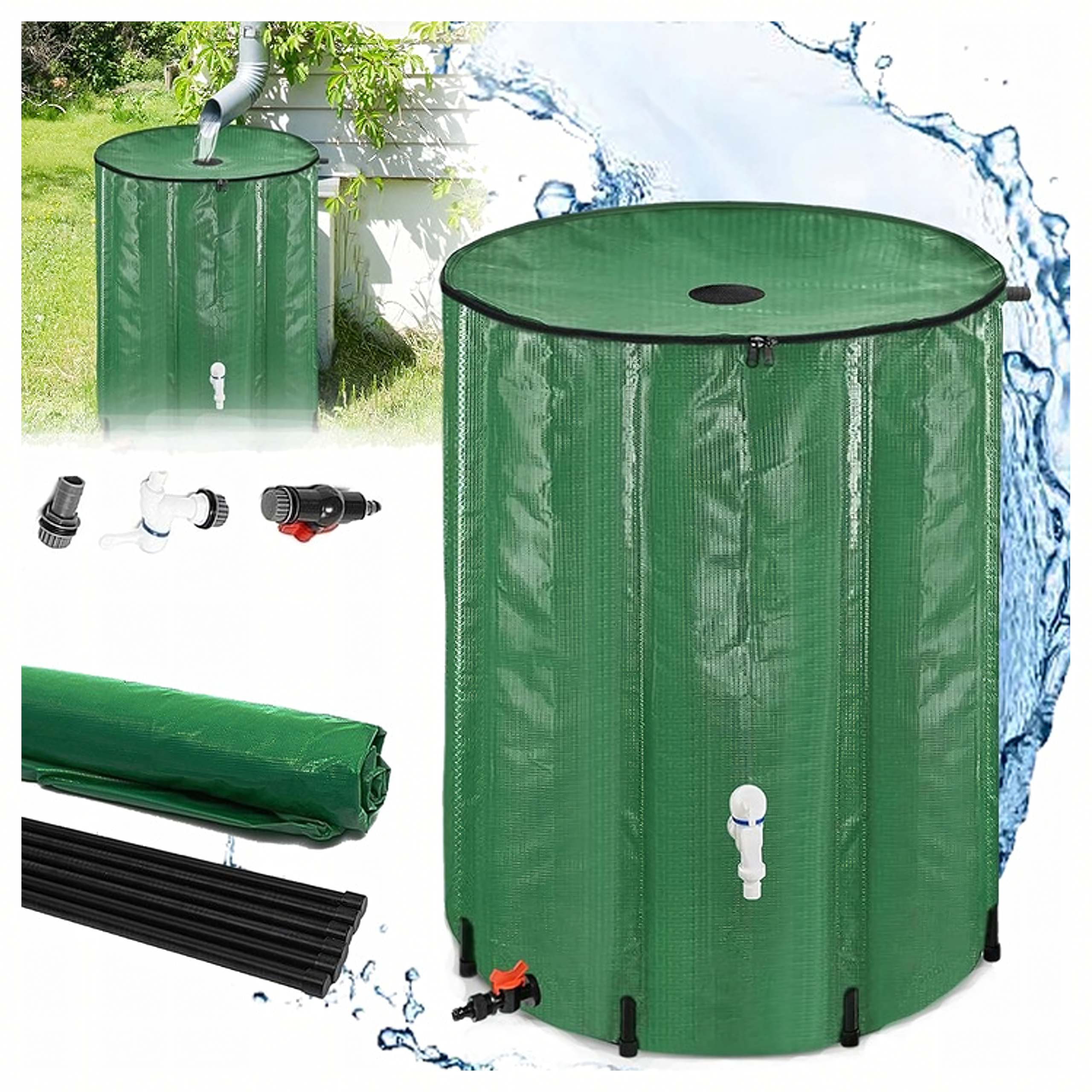 Foldable 100L Rainwater Barrel with Tap