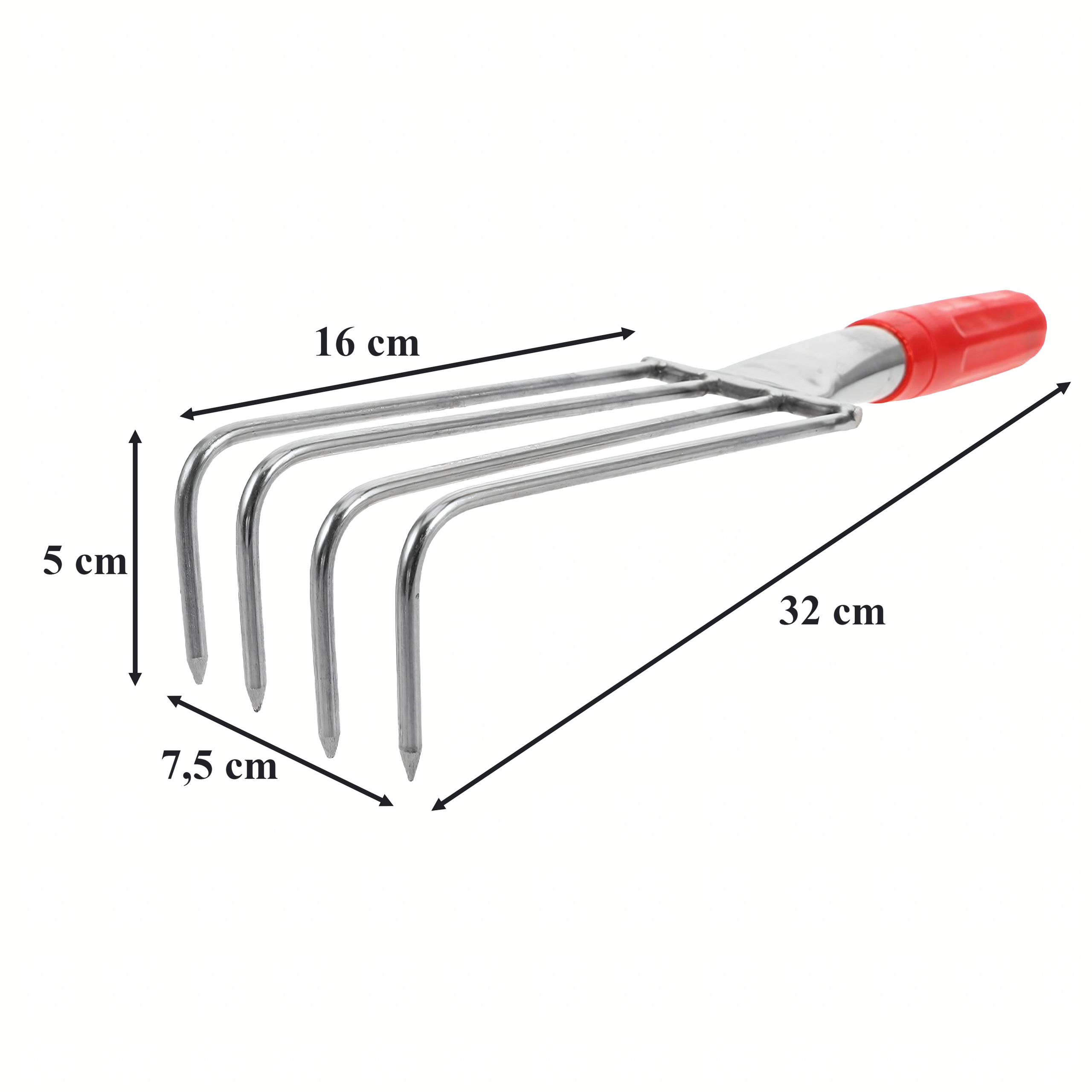 Metal Garden Rake with 4 Tines 32 cm