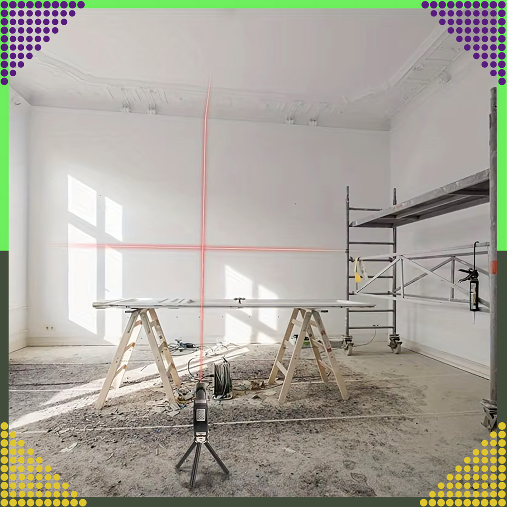 Laserlood koos mõõduga 250 cm, 3 taset, valguslood + patareid