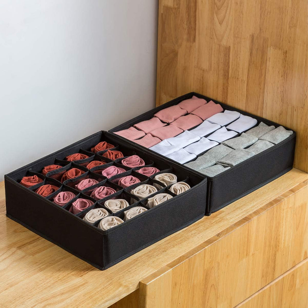 Underwear Organizer for Socks Drawer Insert with 24 Compartments
