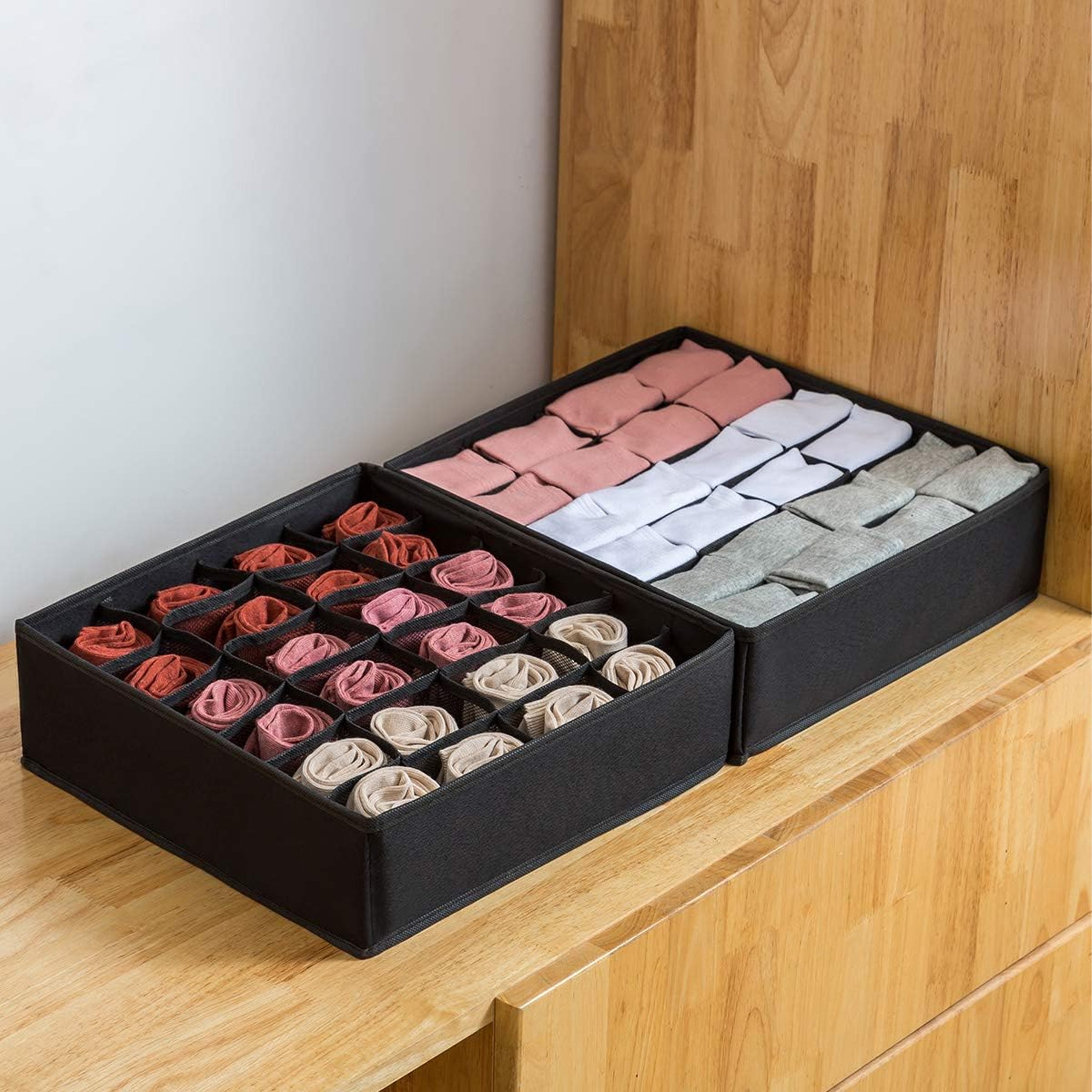 Underwear Organizer for Socks Drawer Insert with 24 Compartments