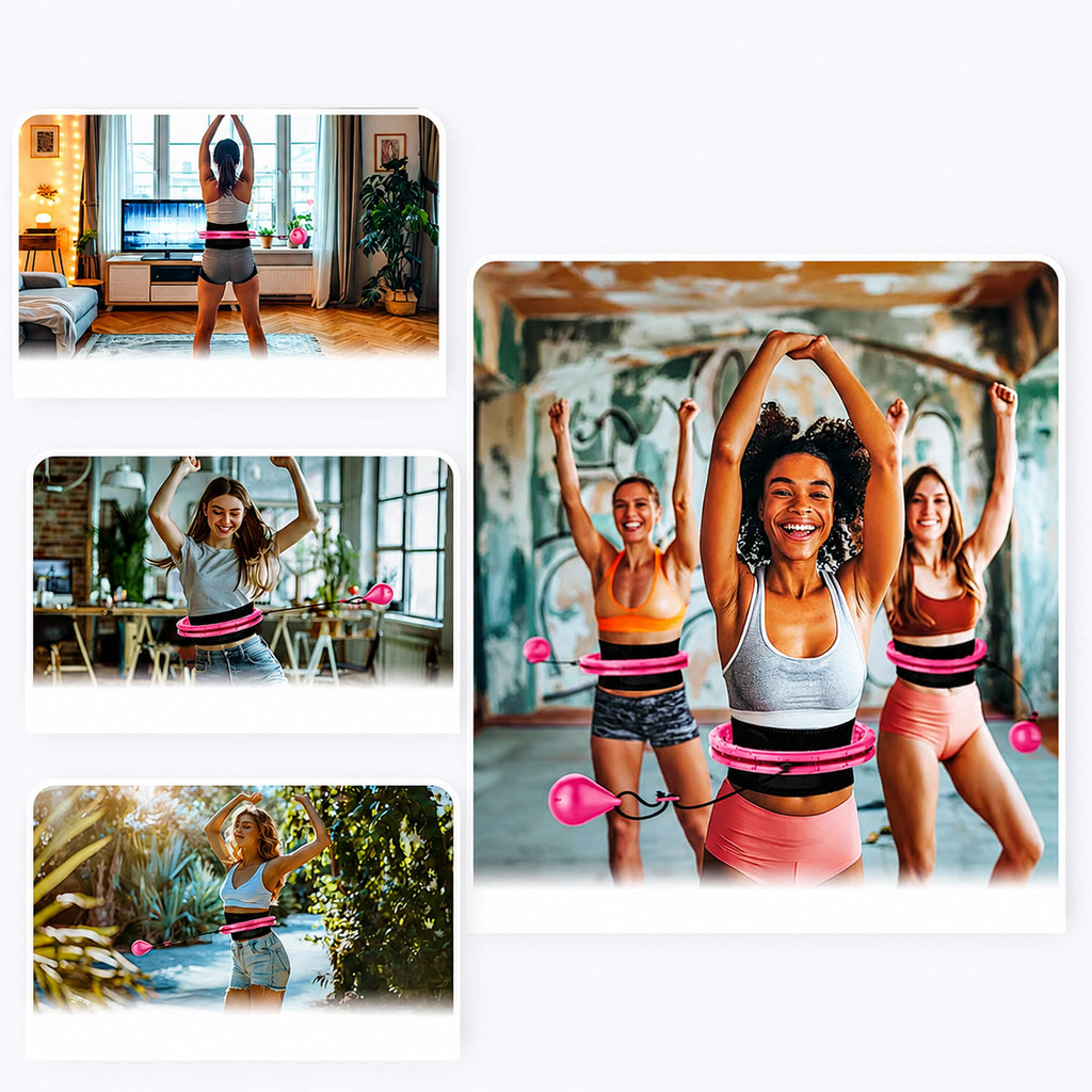 Weighted Hula Hoop with Massage Nodes Foldable Plus Size