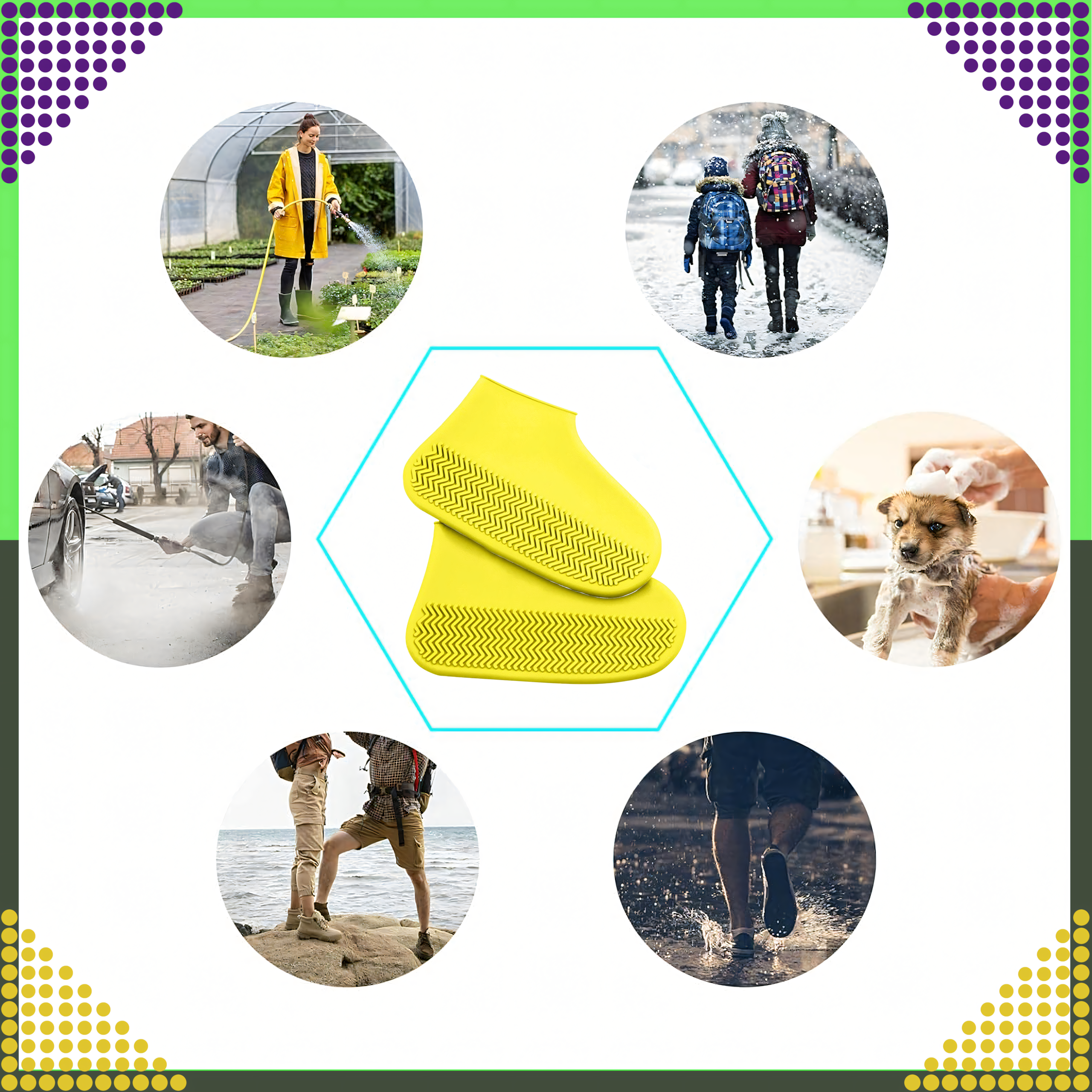 Waterproof Rain Shoe Covers Anti-Slip Rain Boots S