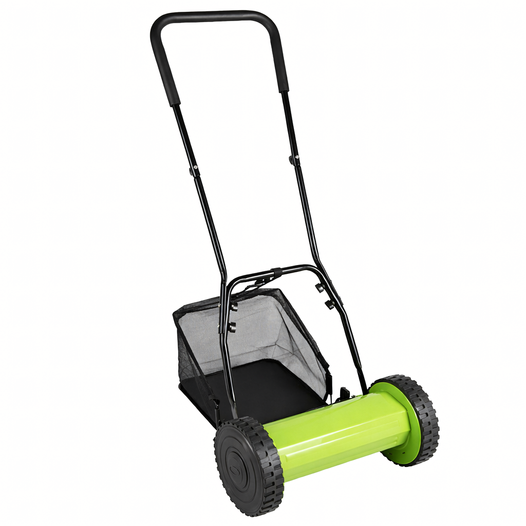 16" 40 cm Manual Reel Push Lawn Mower with Grass Catcher