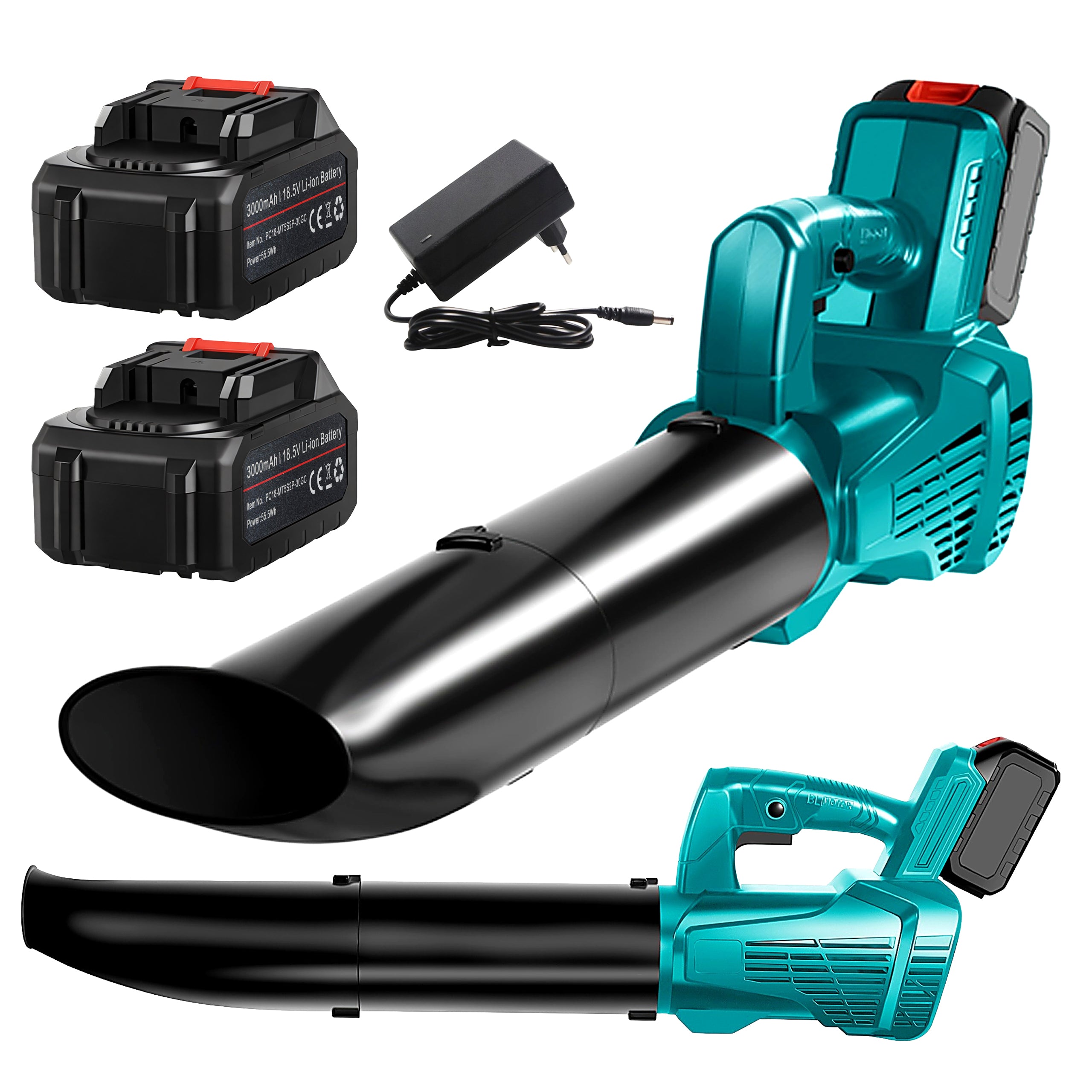 Võimas juhtmevaba lehepuhur aia ja lume kuivatamiseks, 2 akuga 2x