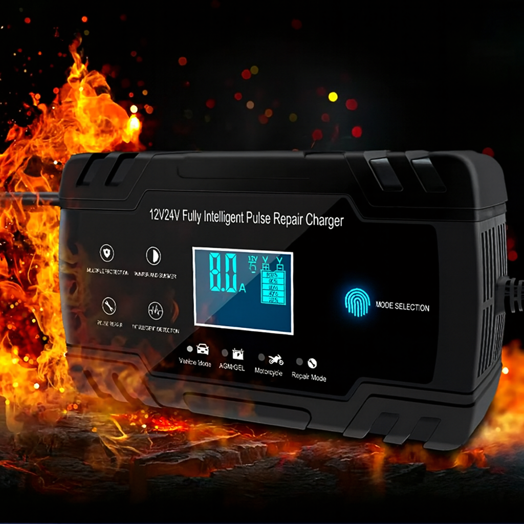 Võimas intelligentne alaldi akulaadija 12V 24V 4A 8A krokodillklemmidega