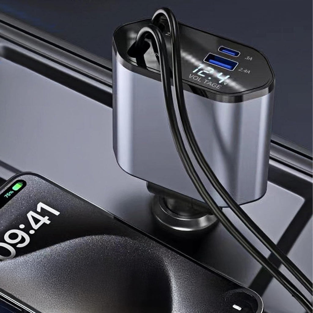 USB C IOS autolaadija liigendrullik 100W kiirlaadimine 80 cm