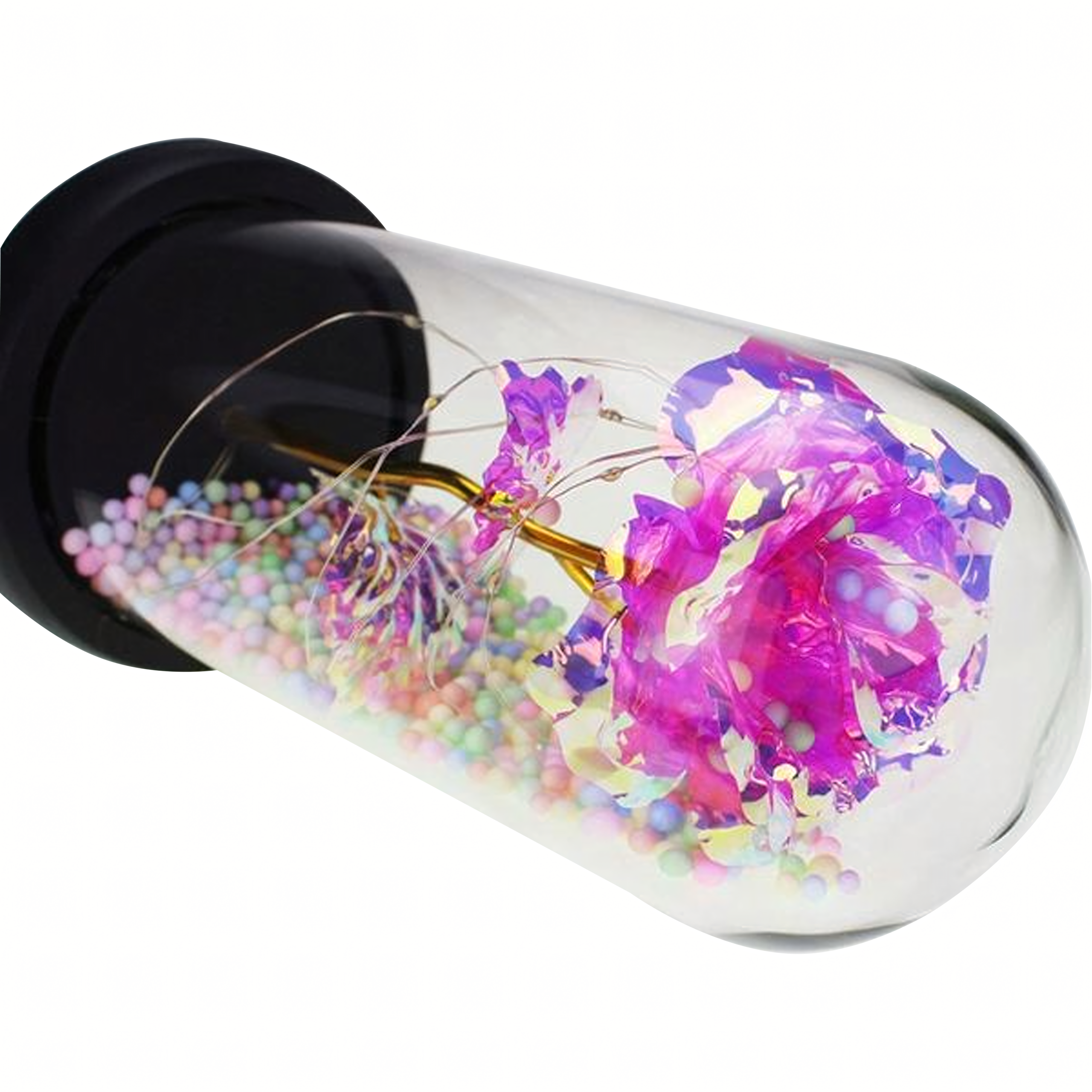 Igavene roos klaasis, helendav LED, ehtne roosa kingiidee