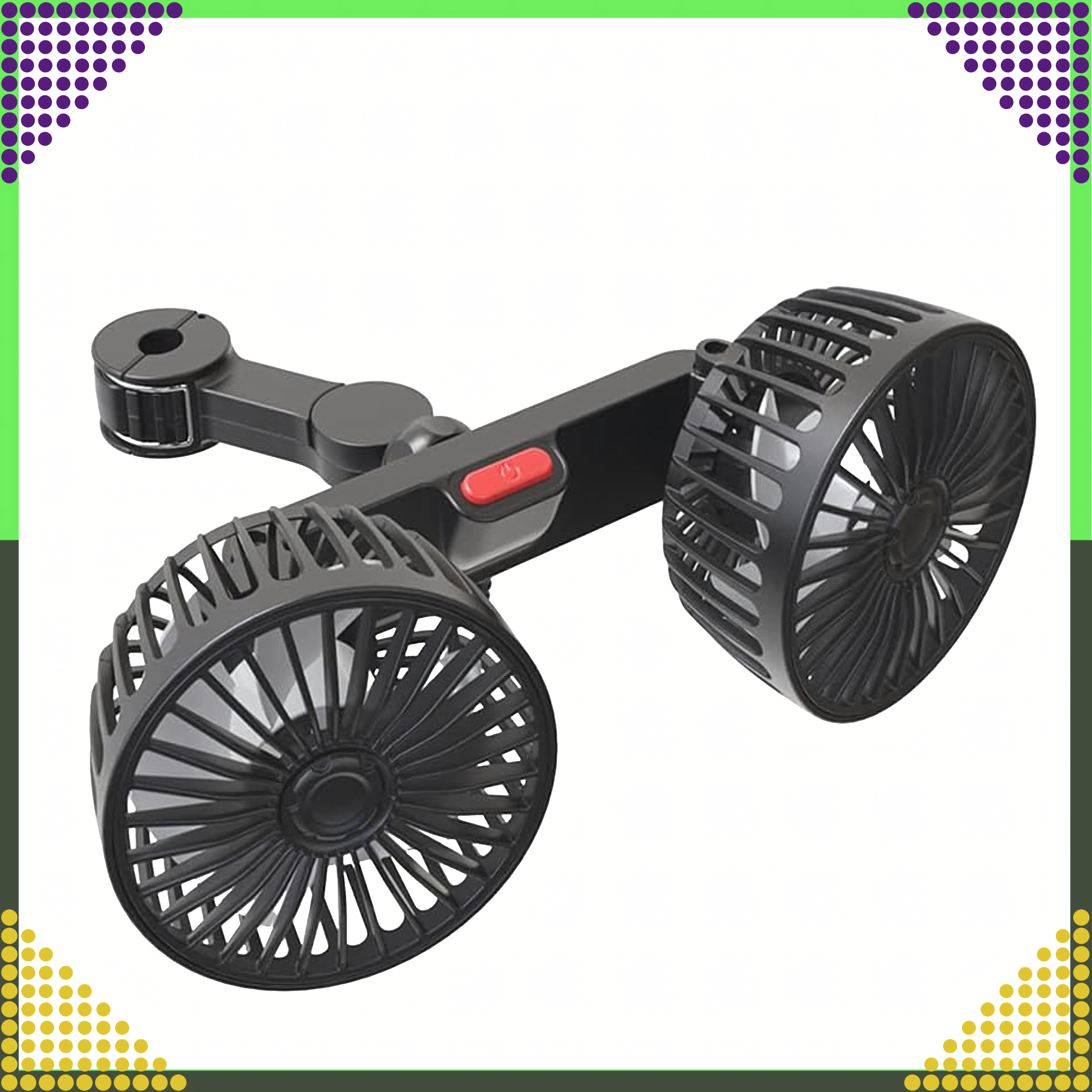 Auto ventilaator pöörlev topeltventilaator autodele, võimas 360° USB