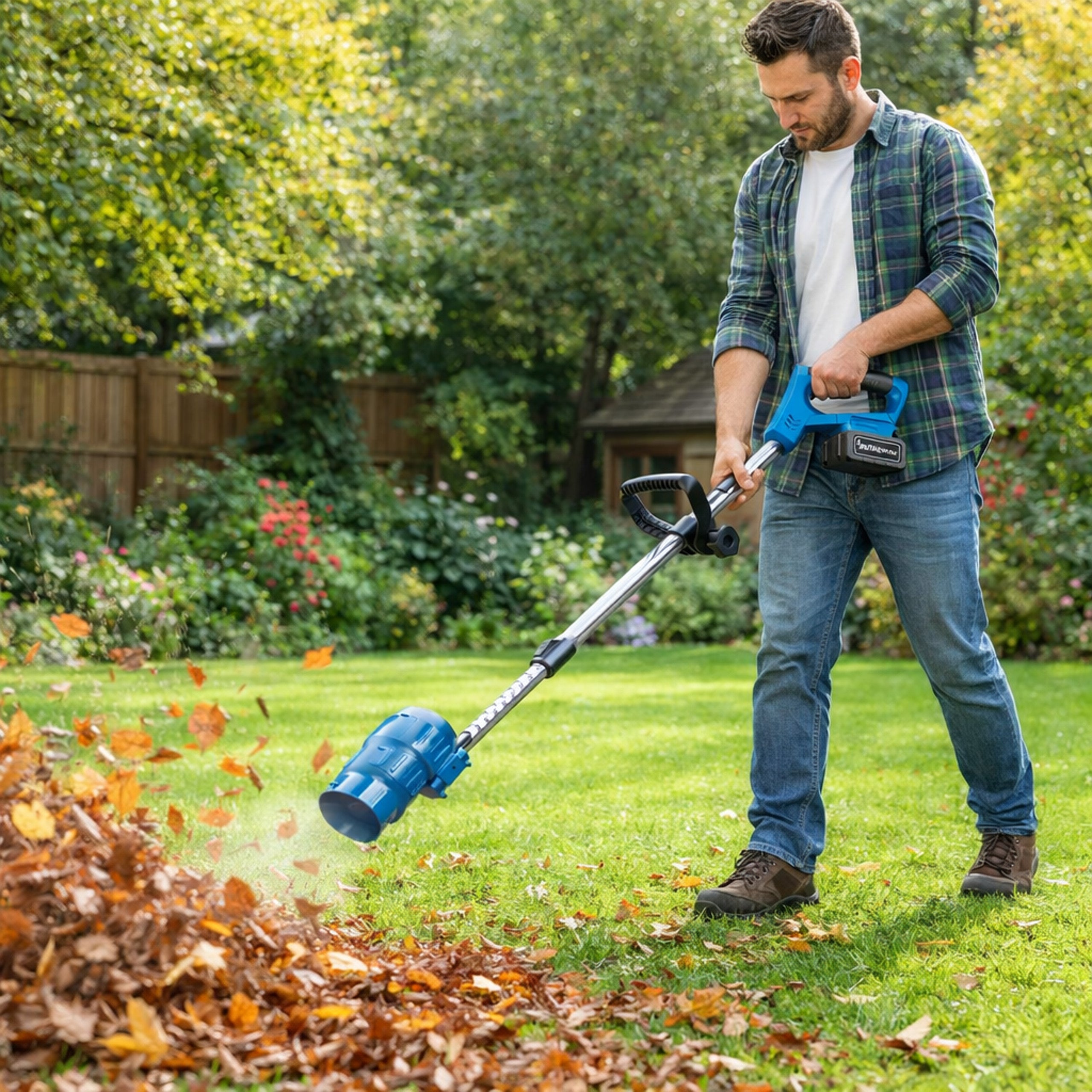 Cordless Foldable Garden Snow and Leaf Blower with 2x 3000 mAh Batteries