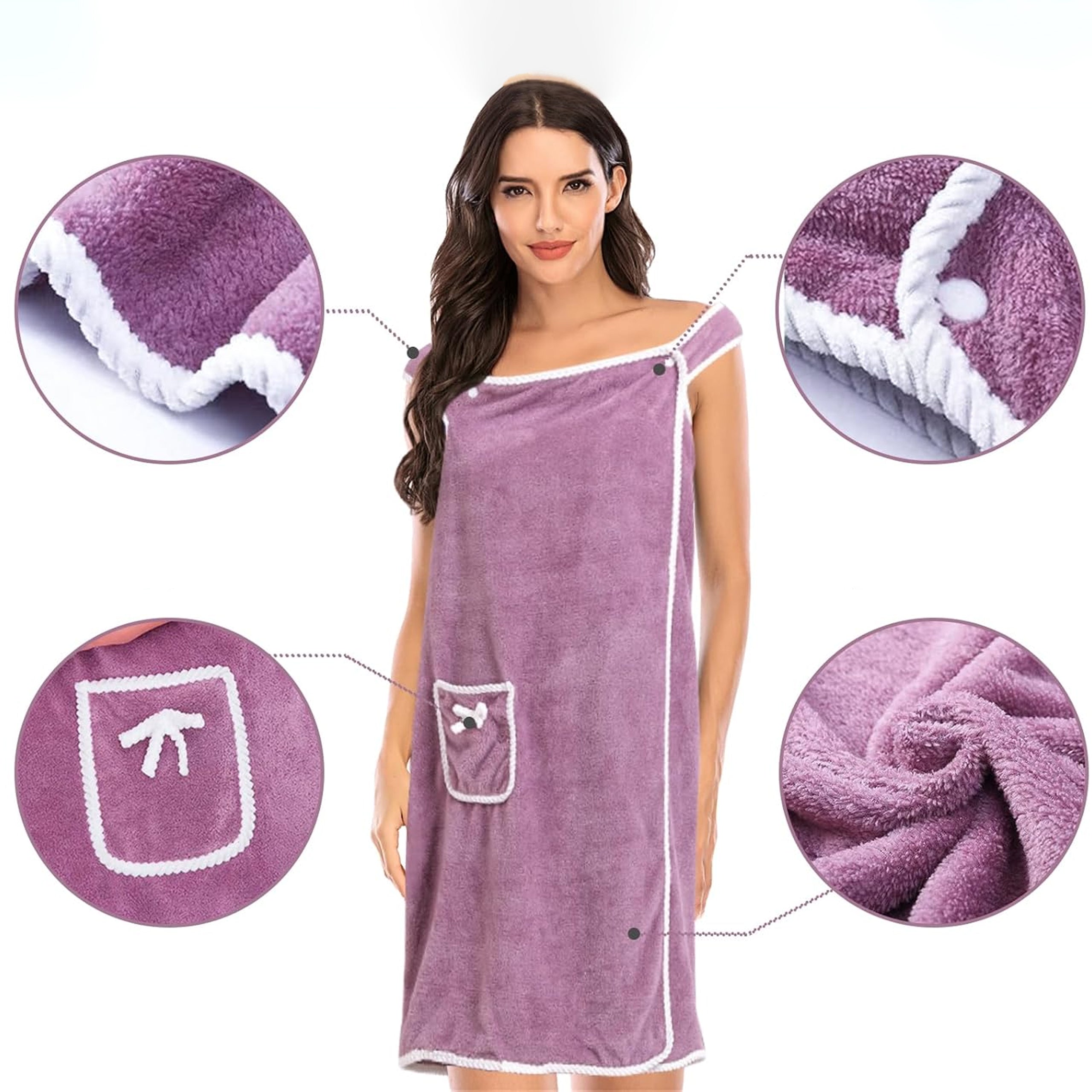 Women's Bath Towel Sauna Tunic Spa Pareo Shoulder Bathrobe Large