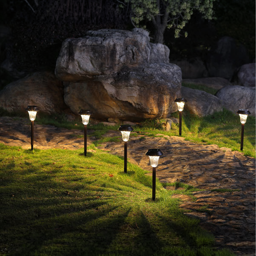 Set of 6 Waterproof Solar Garden Spike Lights 41cm 6 pcs
