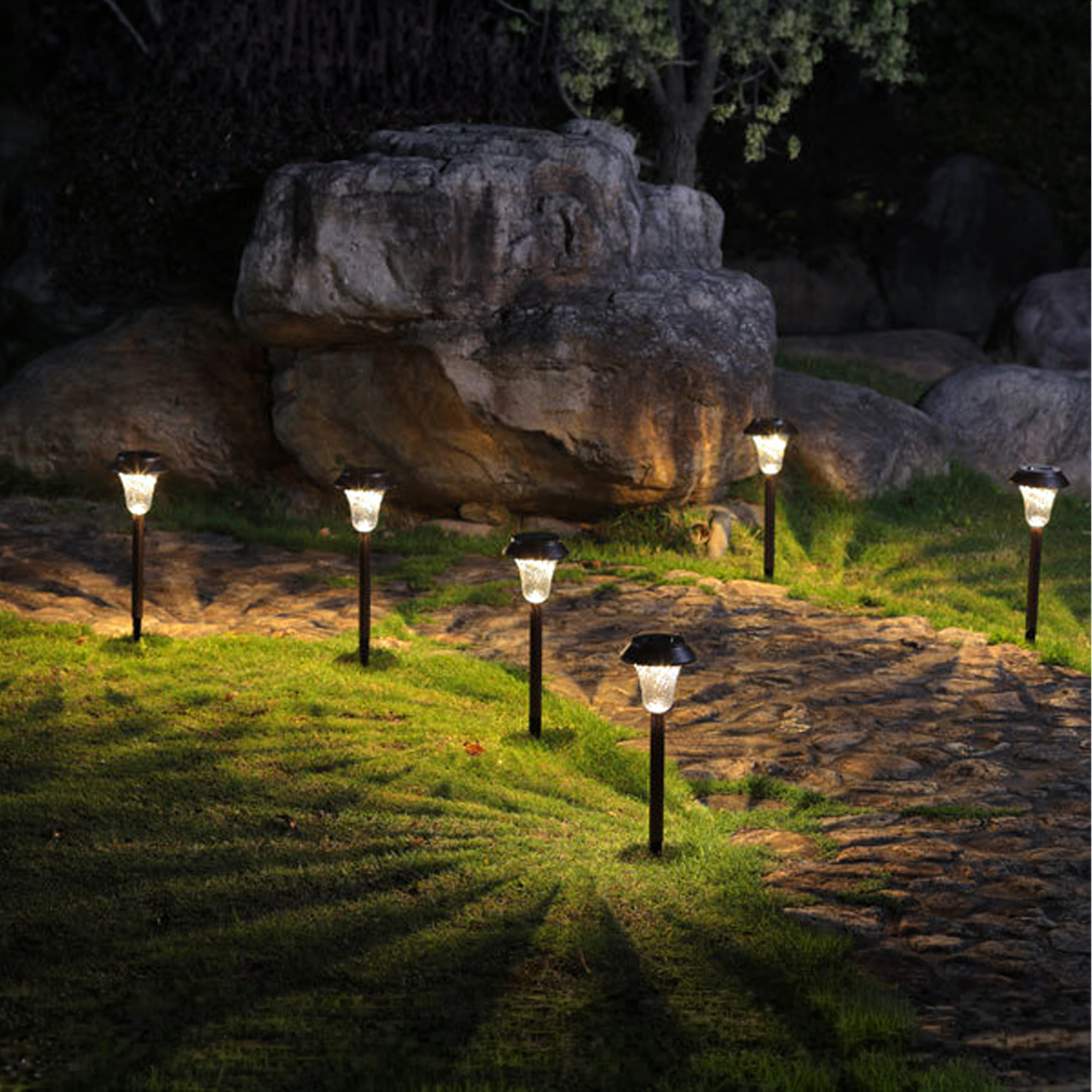 Set of 6 Waterproof Solar Garden Spike Lights 41cm 6 pcs