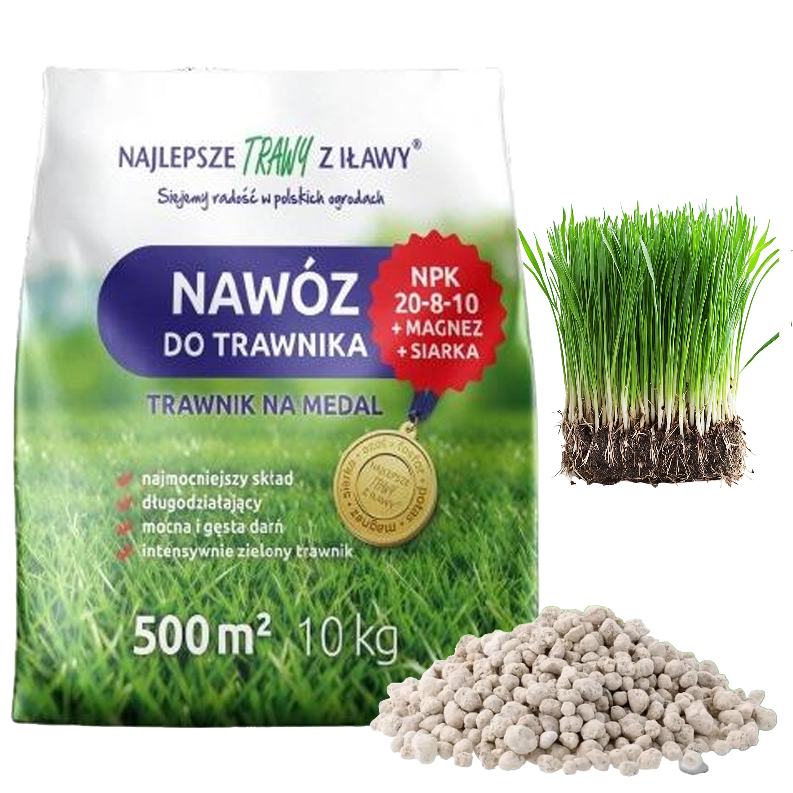 Mitmekomponentne NPK 20-8-10 muruväetise graanulid 10 kg 500 m² jaoks