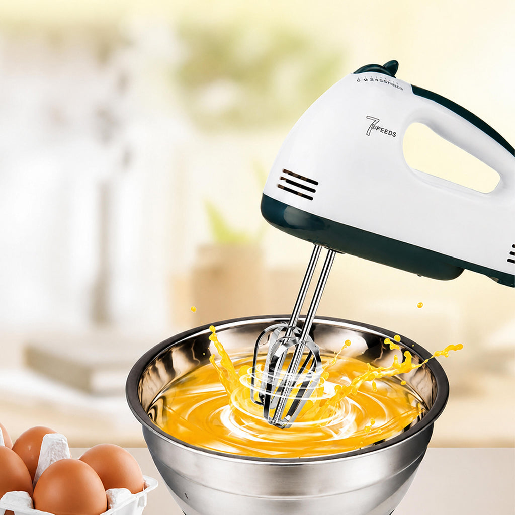 Powerful Hand Mixer with Stainless Steel Bowl 7 Speeds 100W Attachments