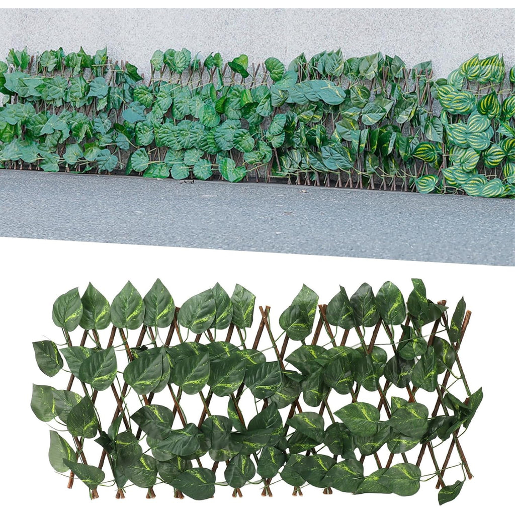 Openwork Trellis with Artificial Leaves Cover for Balcony Terrace Ivy 290x60 cm