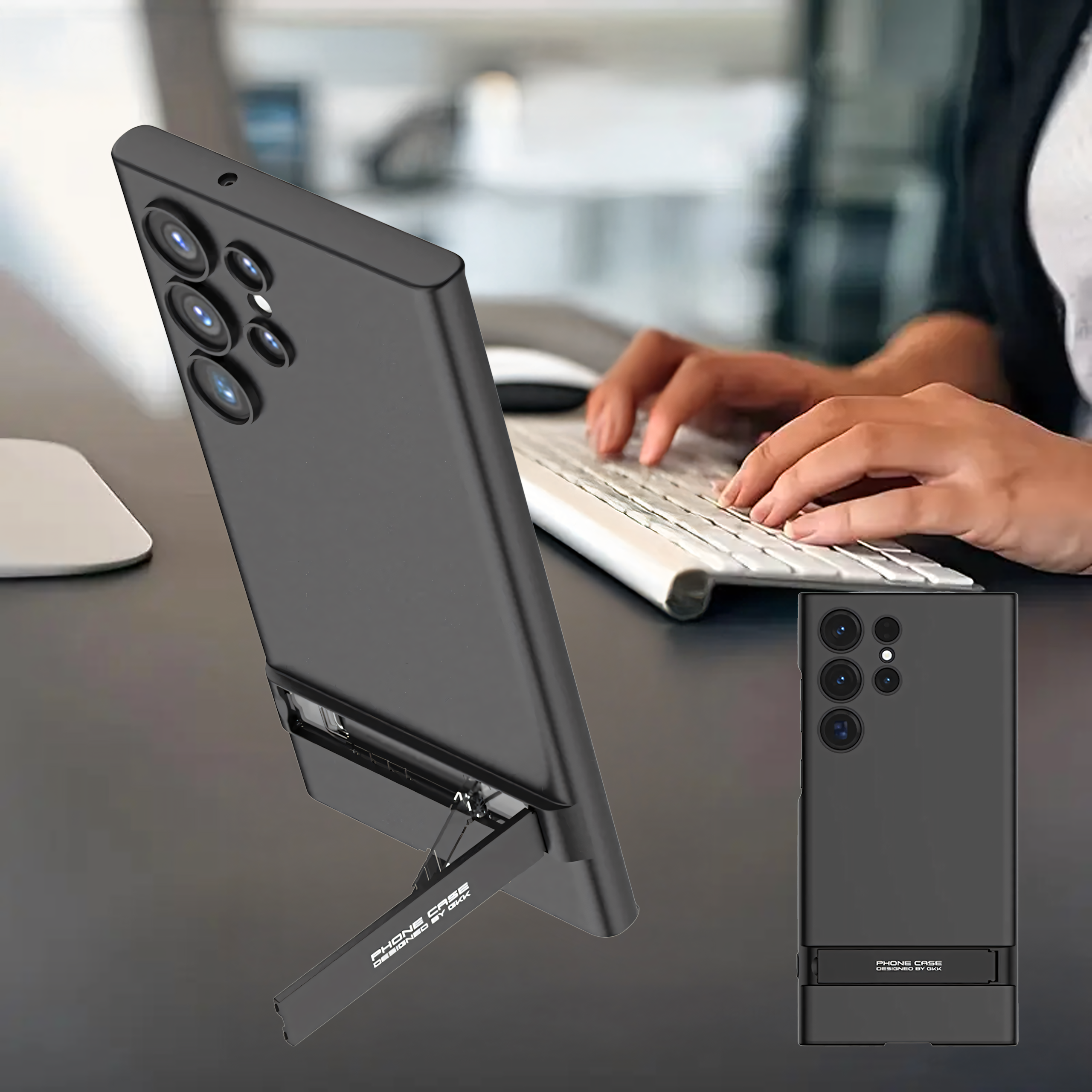 Õhuke kaitsev tagakaas alusega Samsung S24 Ultra Black jaoks