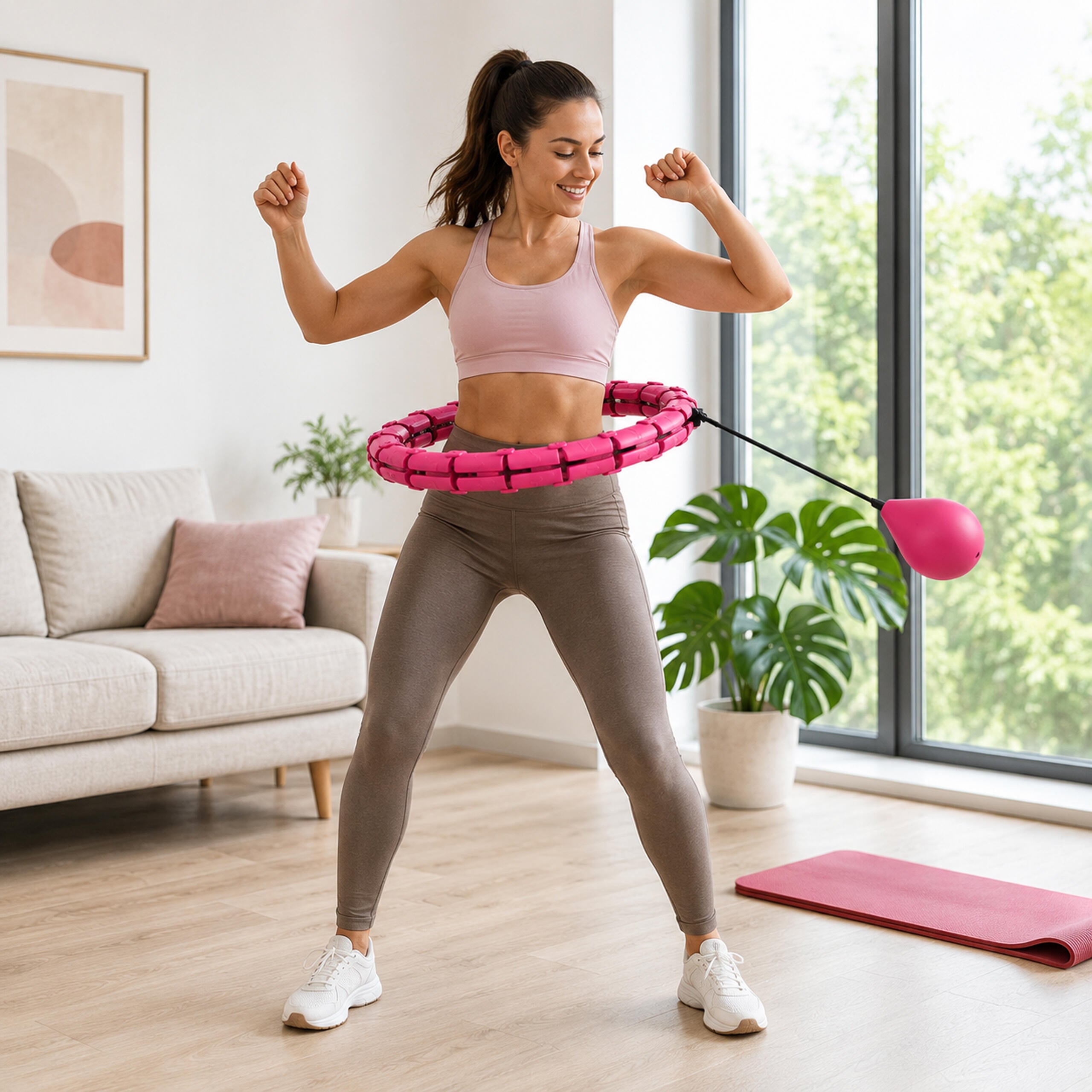 320x Hula Hoop raskuse ja massaažisõlmedega, kokkupandav, vööga