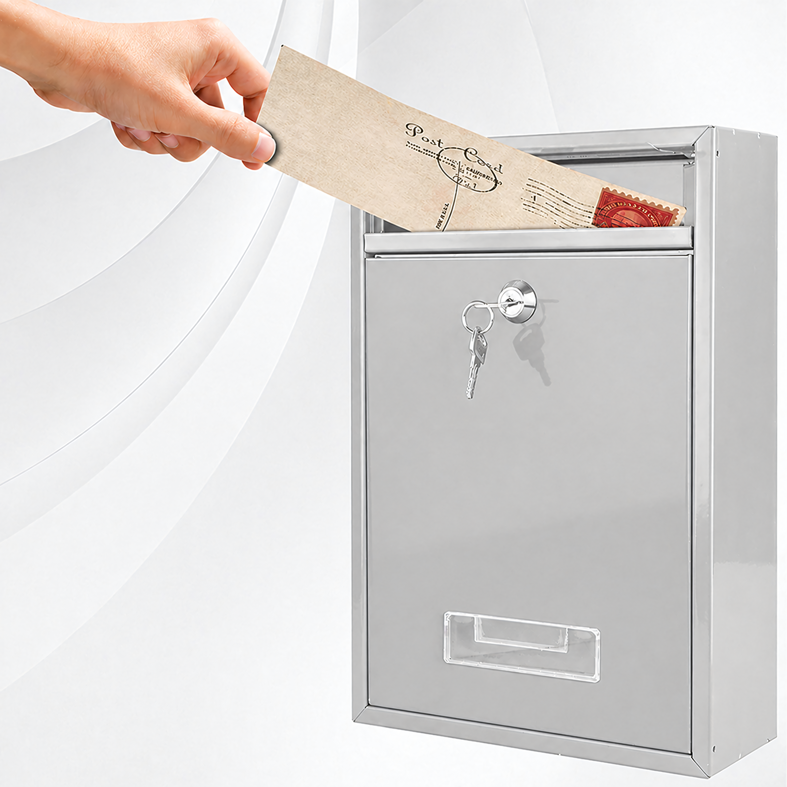 Steel Gray Mailbox with Lock and Window