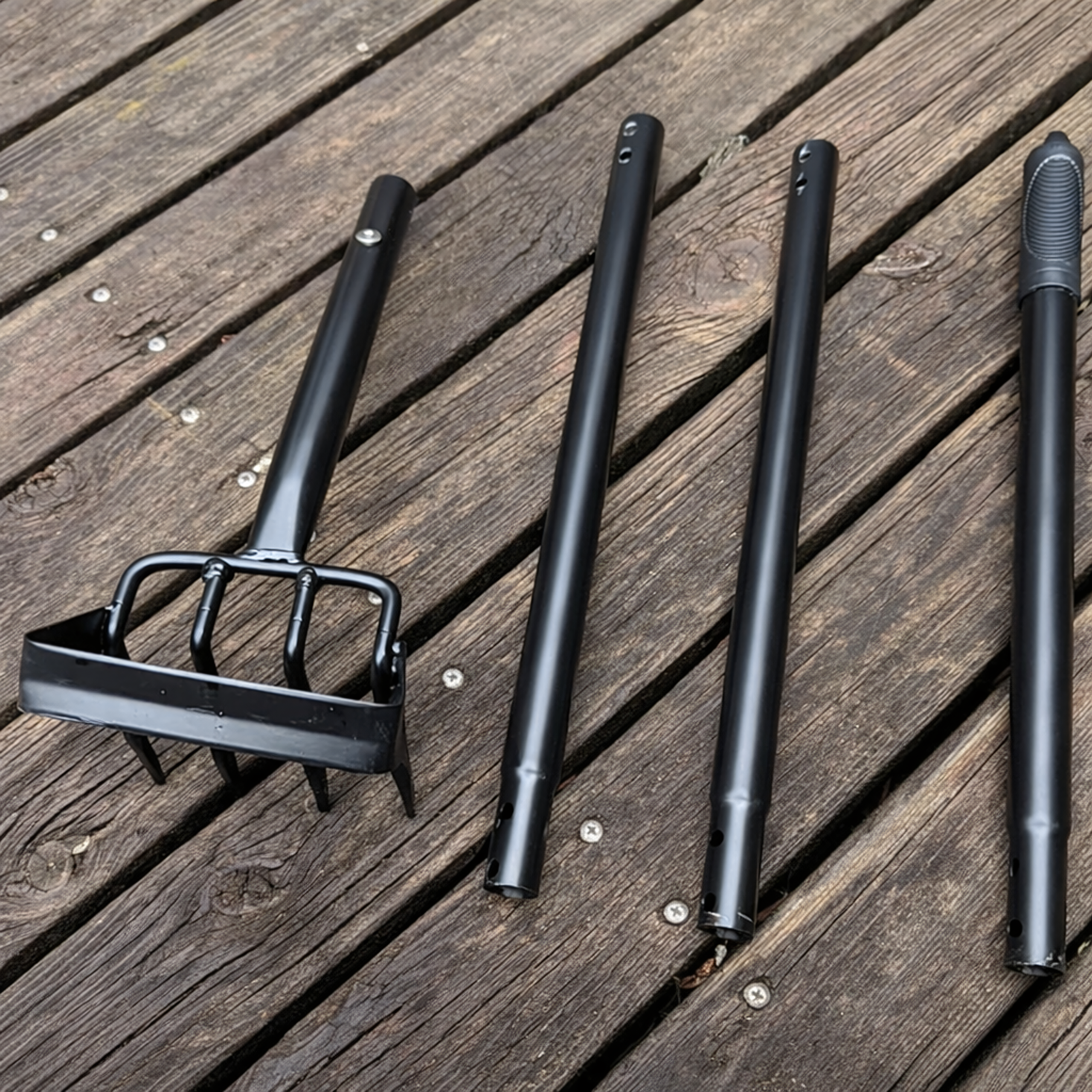 Garden Hoe with Metal Handle and 3-Section Claw Rake 120cm