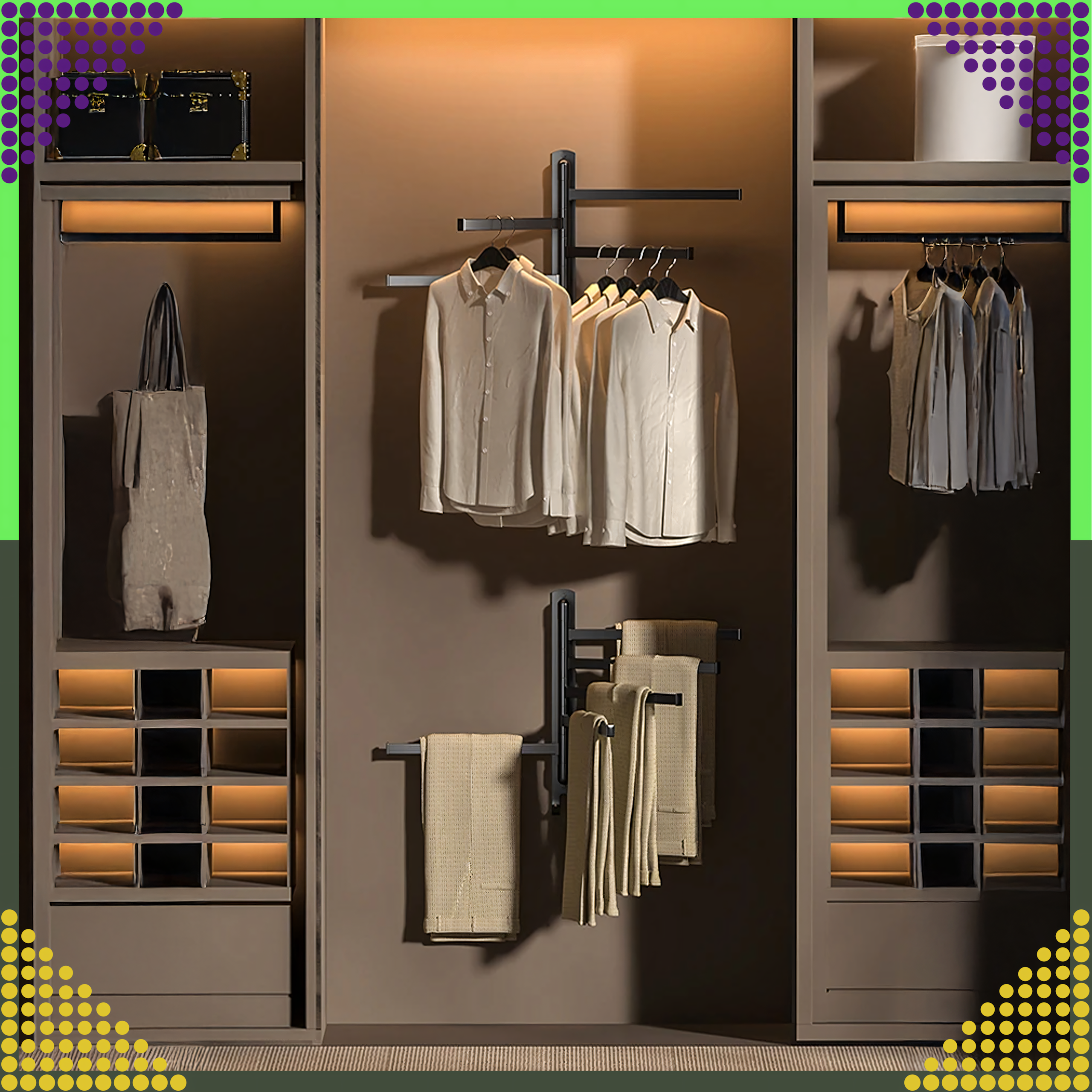 Pöörlev vannitoa ja köögi seinale kinnitatav rätikurest