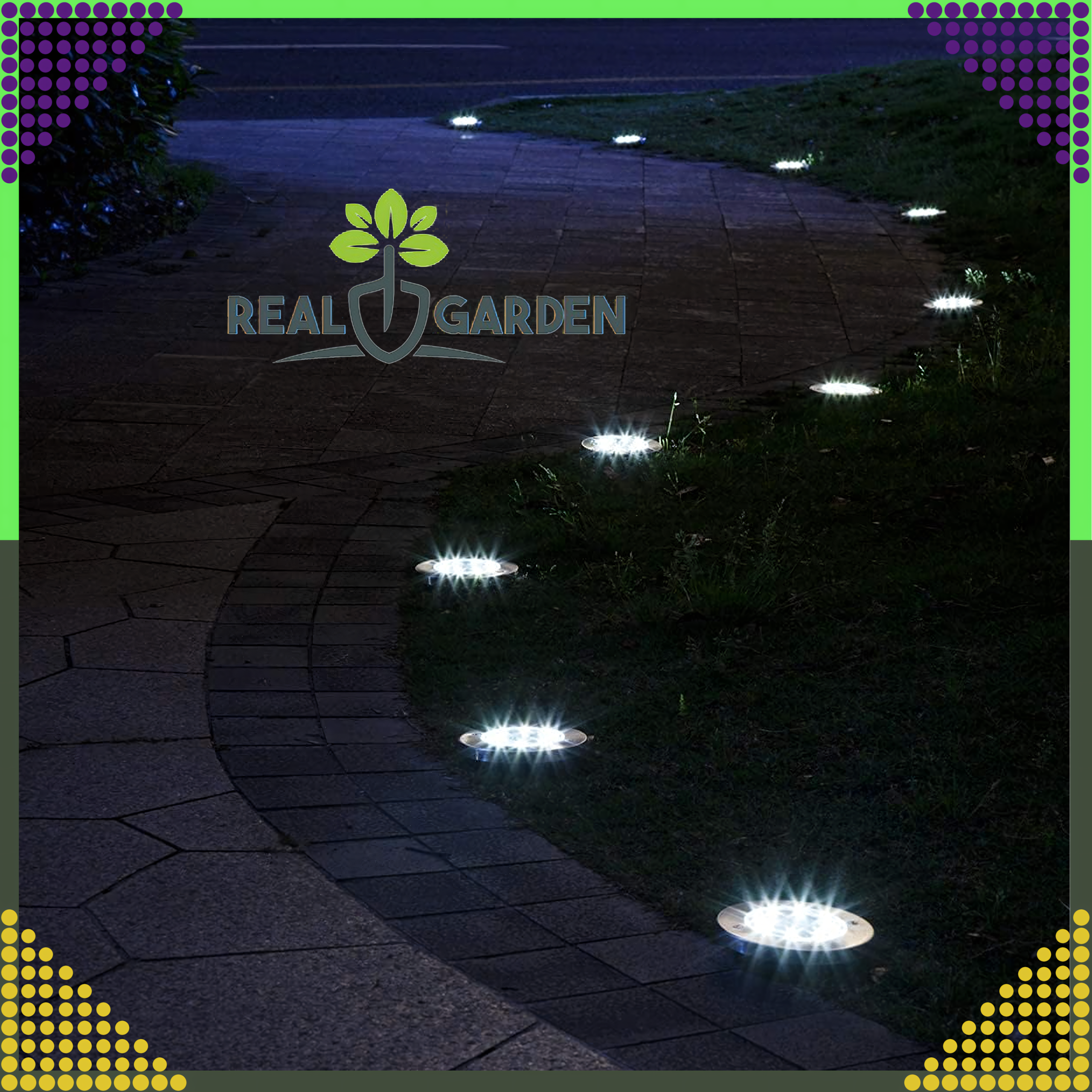 4 x Päikesega töötav aiavalgusti ketas, LED maavalgustid, hämarikuandur, 8 LED-i