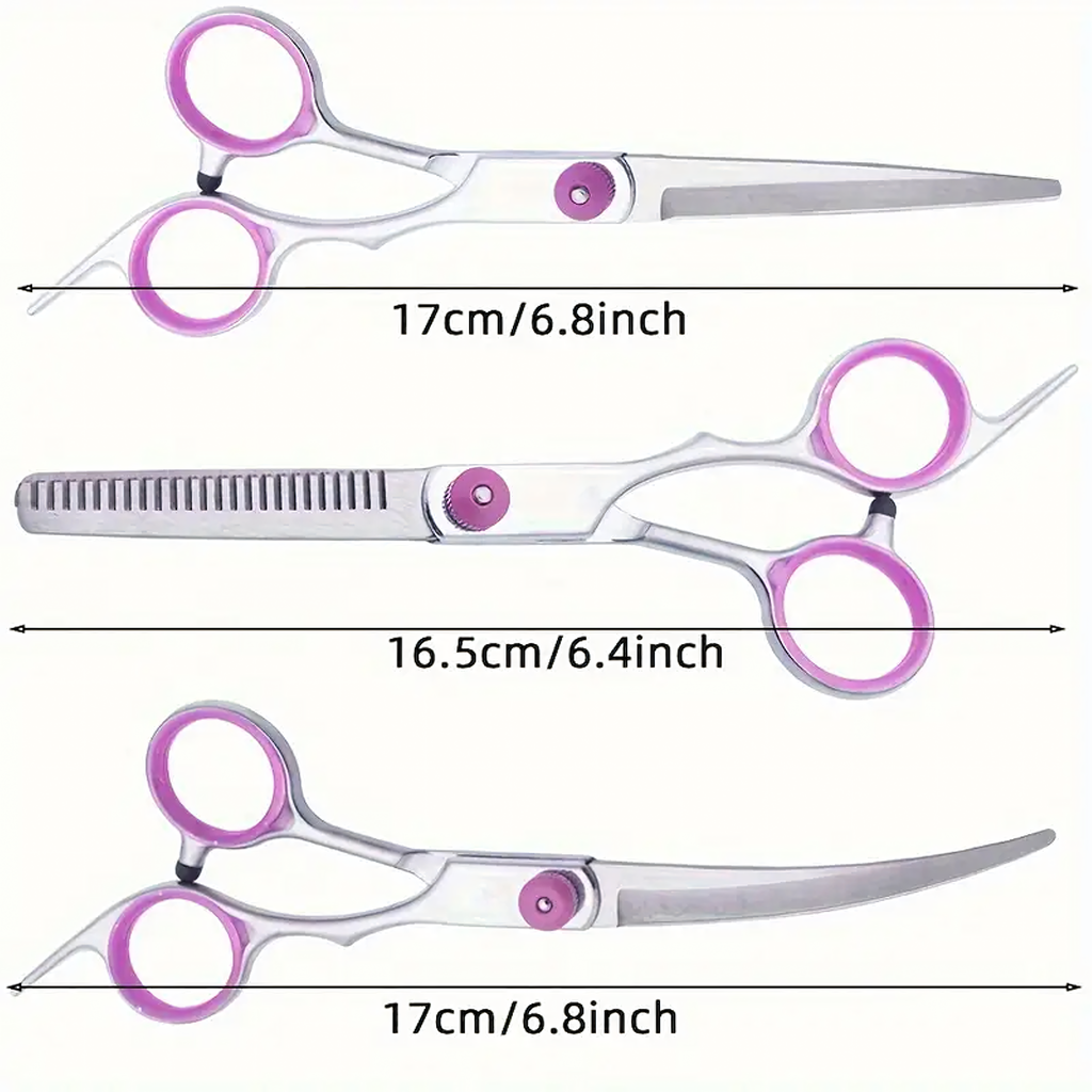 Professionaalsed loomade, koerte ja kasside lõikuskäärid, 4 tk komplekt, karbis