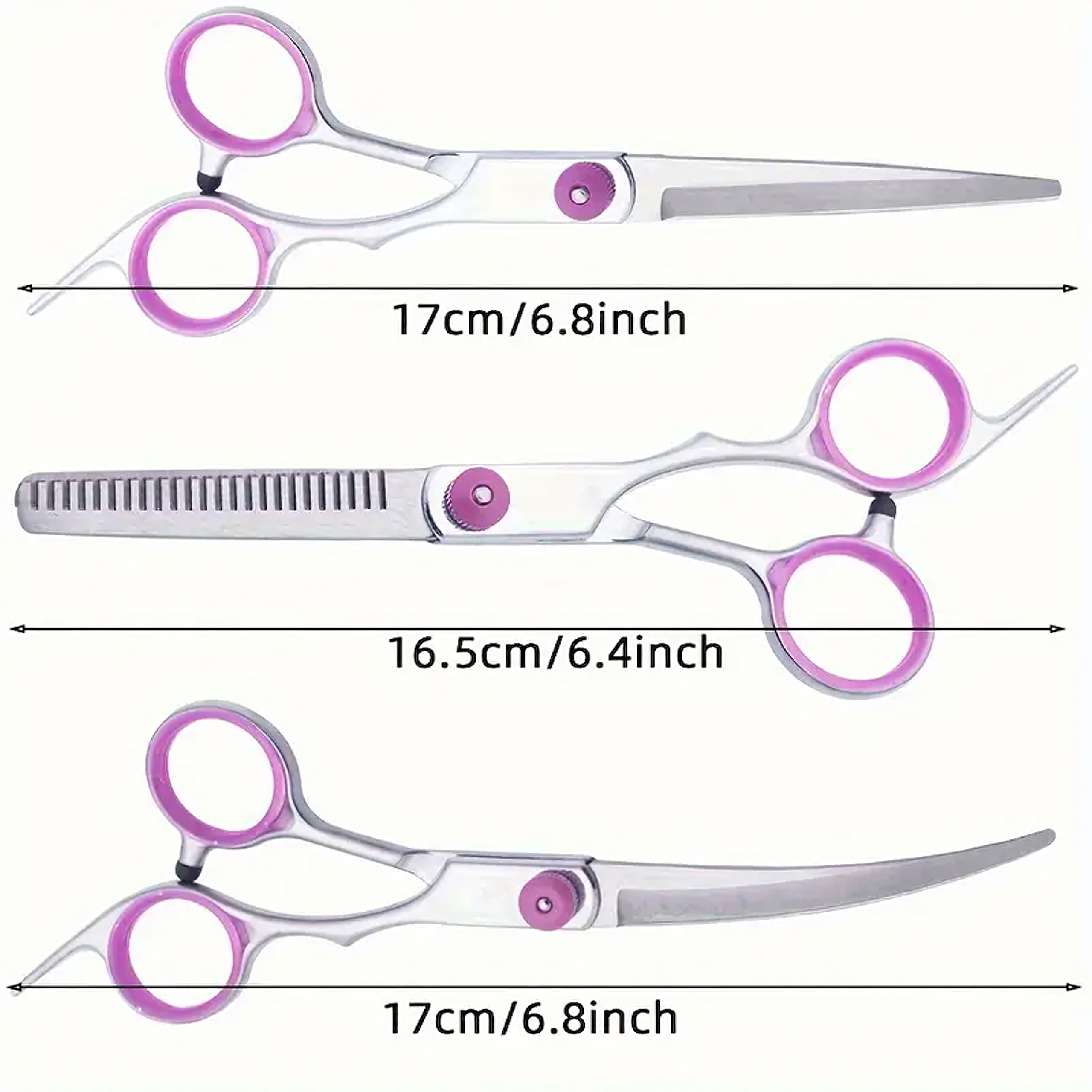 Professionaalsed loomade, koerte ja kasside lõikuskäärid, 4 tk komplekt, karbis