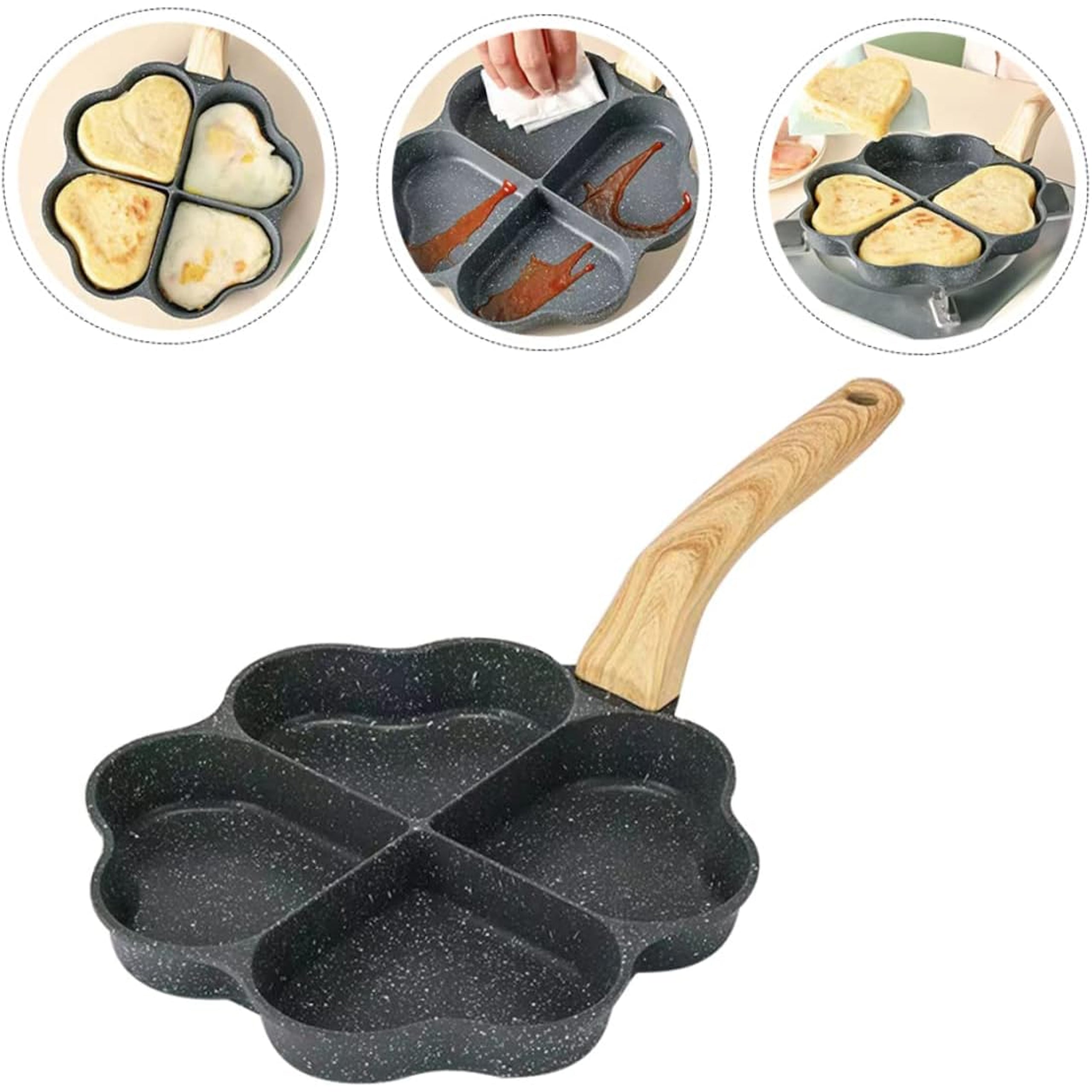 Heart-Shaped Frying Pan for Eggs, Pancakes, and Fritters Induction Compatible