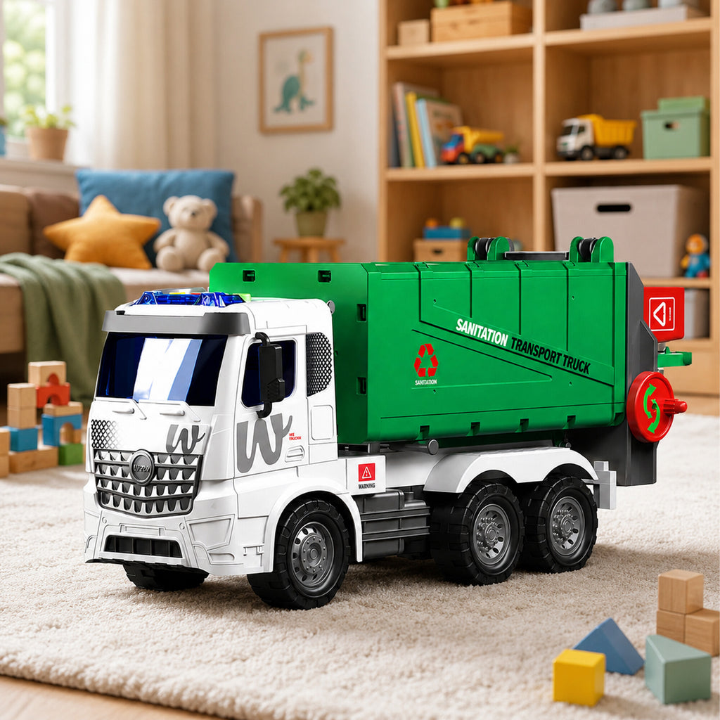 36x Giant Garbage Truck Toy 1:10 Scale with Lights, Sounds, and Lifting Function