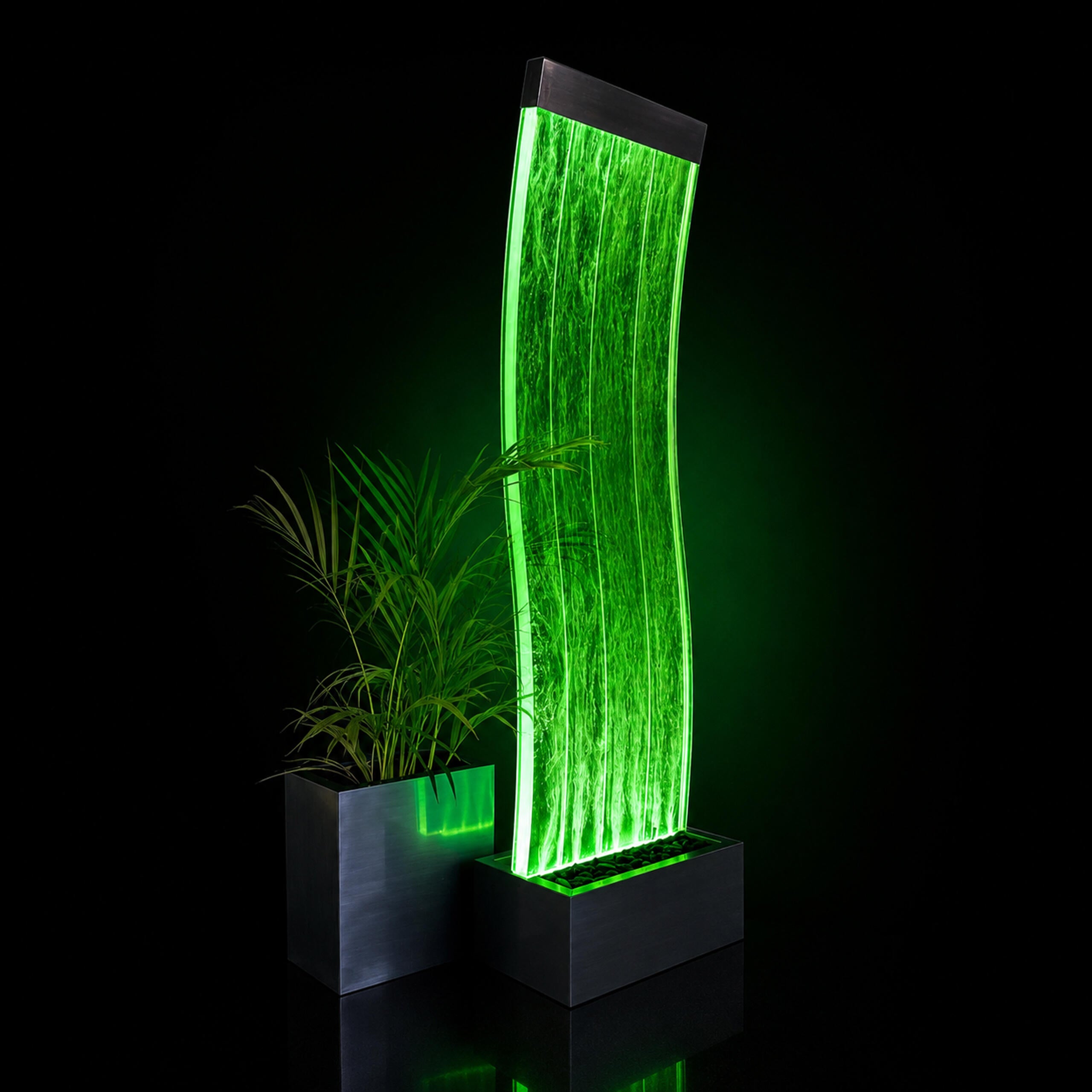 Freestanding Bubble Water Wall Fountain with LED Colors 183x50x28cm