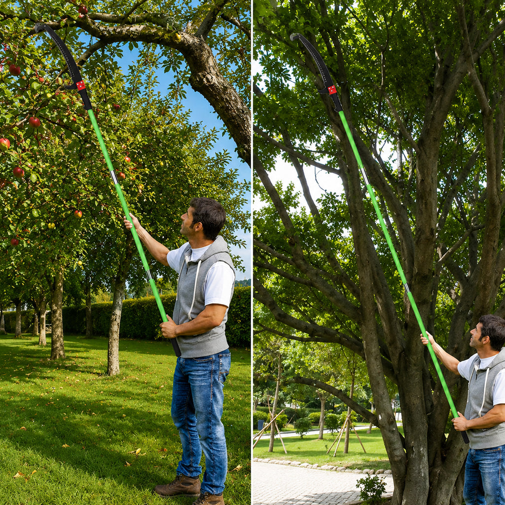 Modular Telescopic Garden Branch Hand Saw with Hook and Two Blades 1-8m