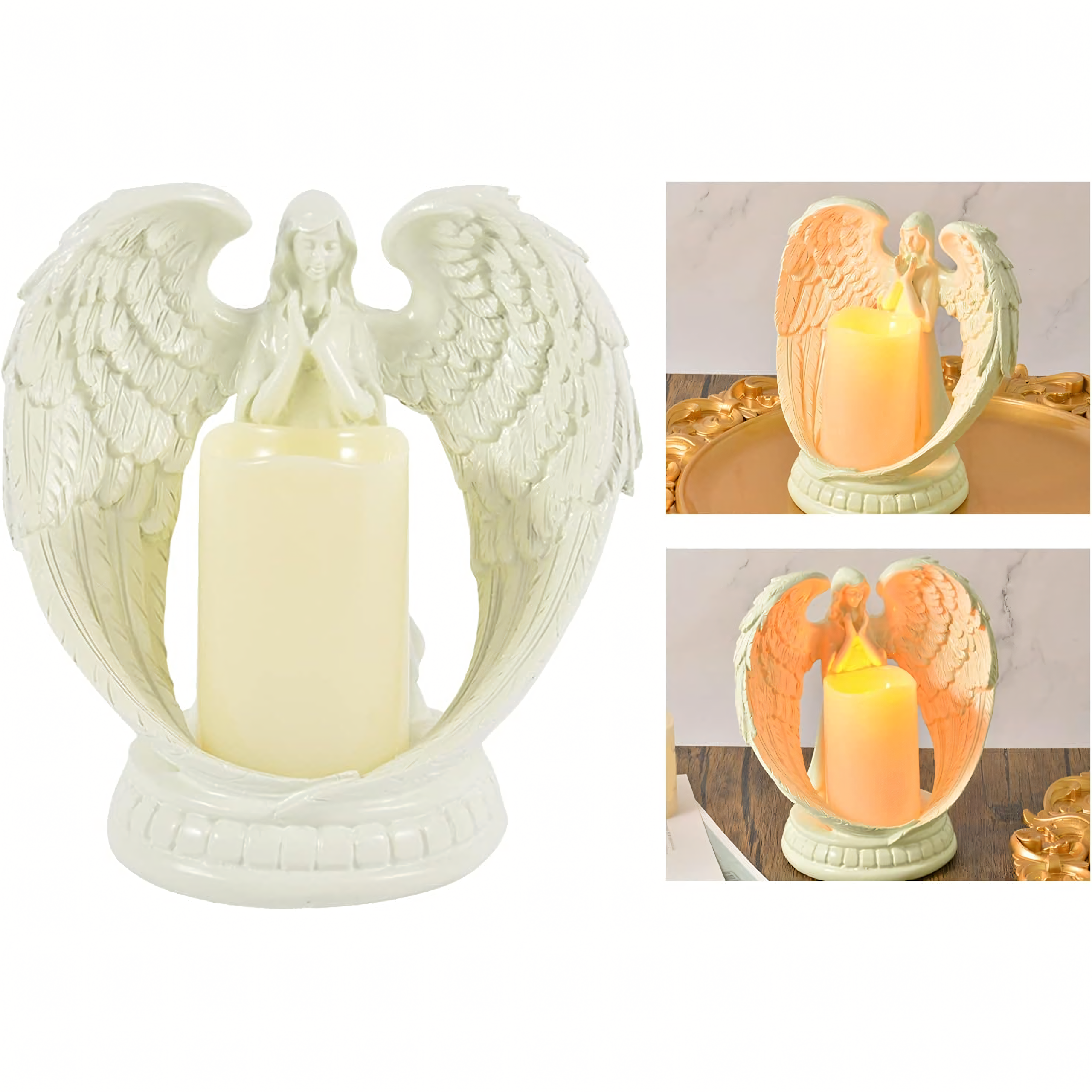 24 x dekoratiivne kujukese küünlaalus, küünlakaunistus ingel, ingel LED jõulud aed 21cm