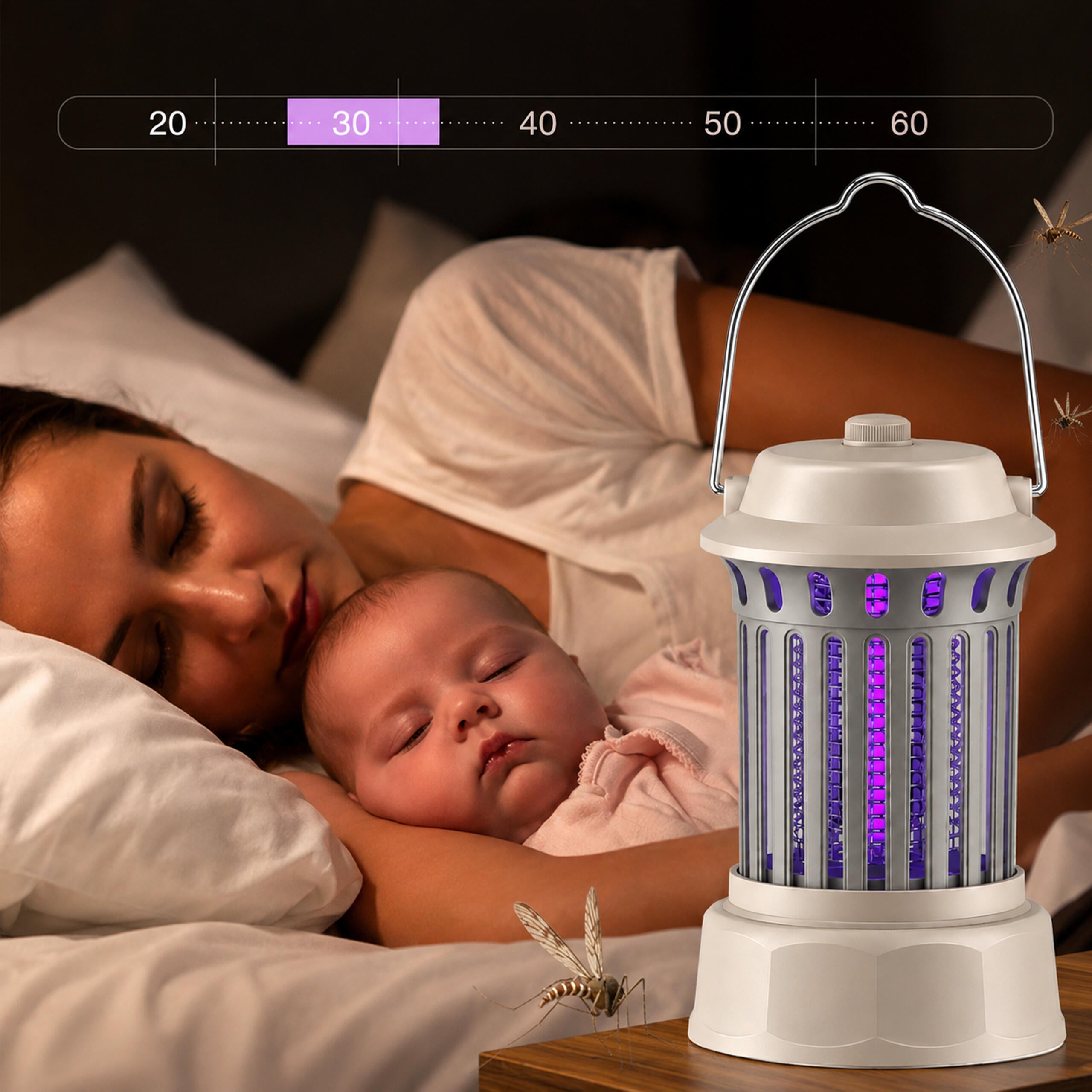 Portable UV Insect Killer Lamp for Flies, Mosquitoes, Moths, and Other Insects for Garden and Terrace