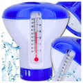2-in-1 Pool Chemical Dispenser with Thermometer and Floating Tablet Holder