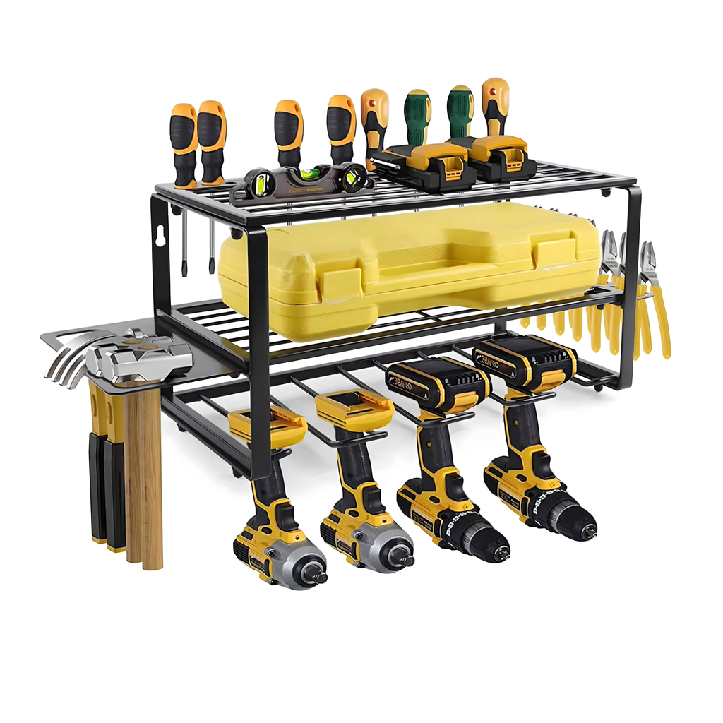 Wall-Mounted Garage Shelf Rack Organizer for Power Tools