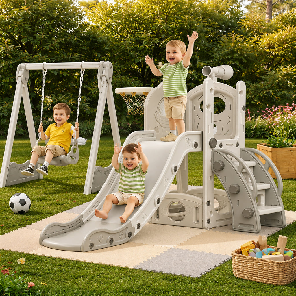 Free-Standing Children's Slide with Ladder for Home