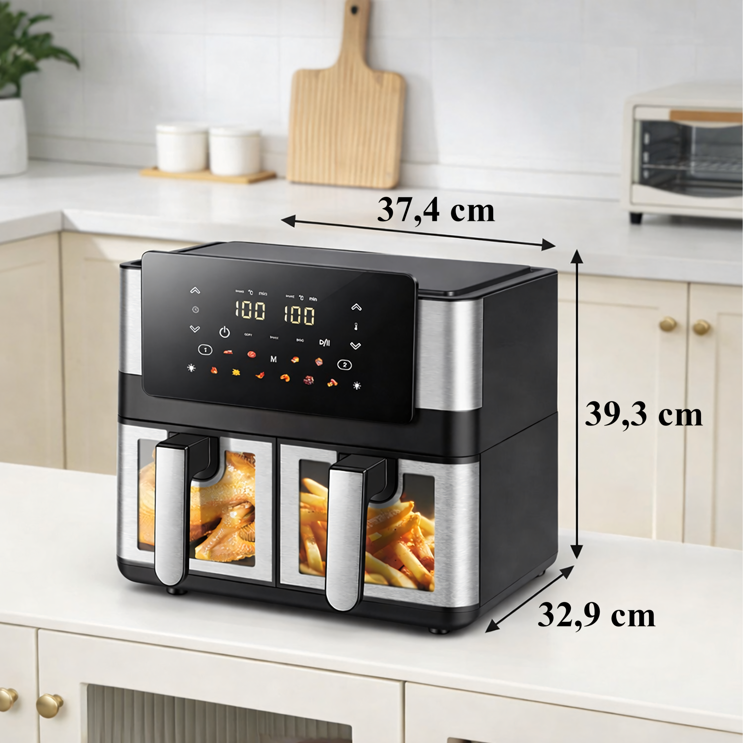 8L Air Fryer with 4L Secondary Basket 2000W 12 Programs