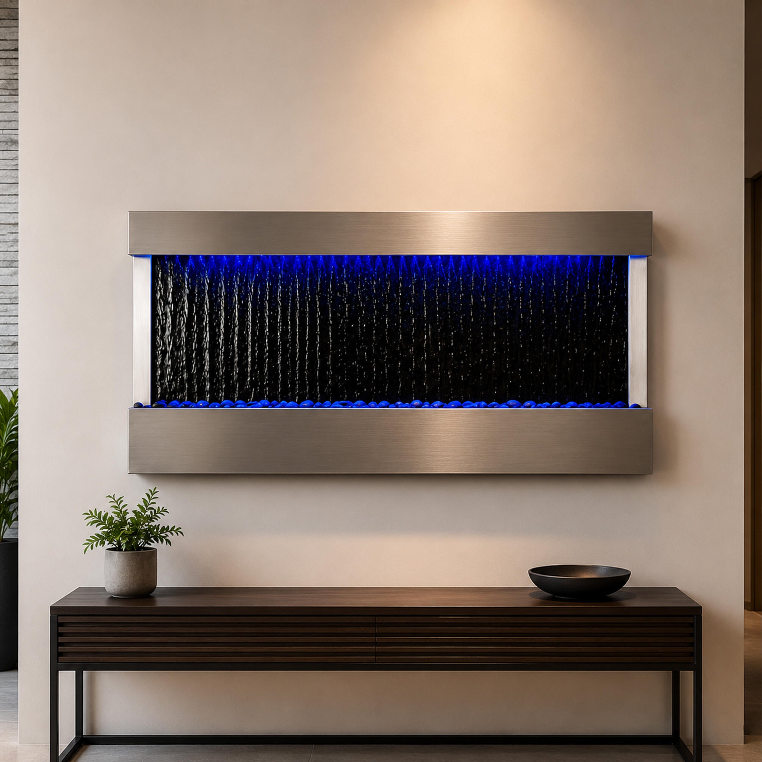 Hanging Water Wall Fountain with RGB LED Colors 120x60x13cm