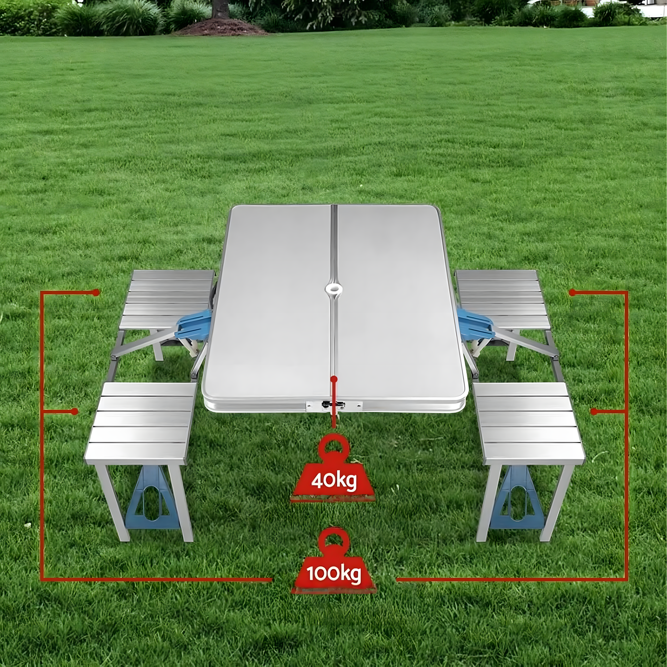 50x kokkupandav laud turismilaud alumiiniumist reisilaud pinkidega