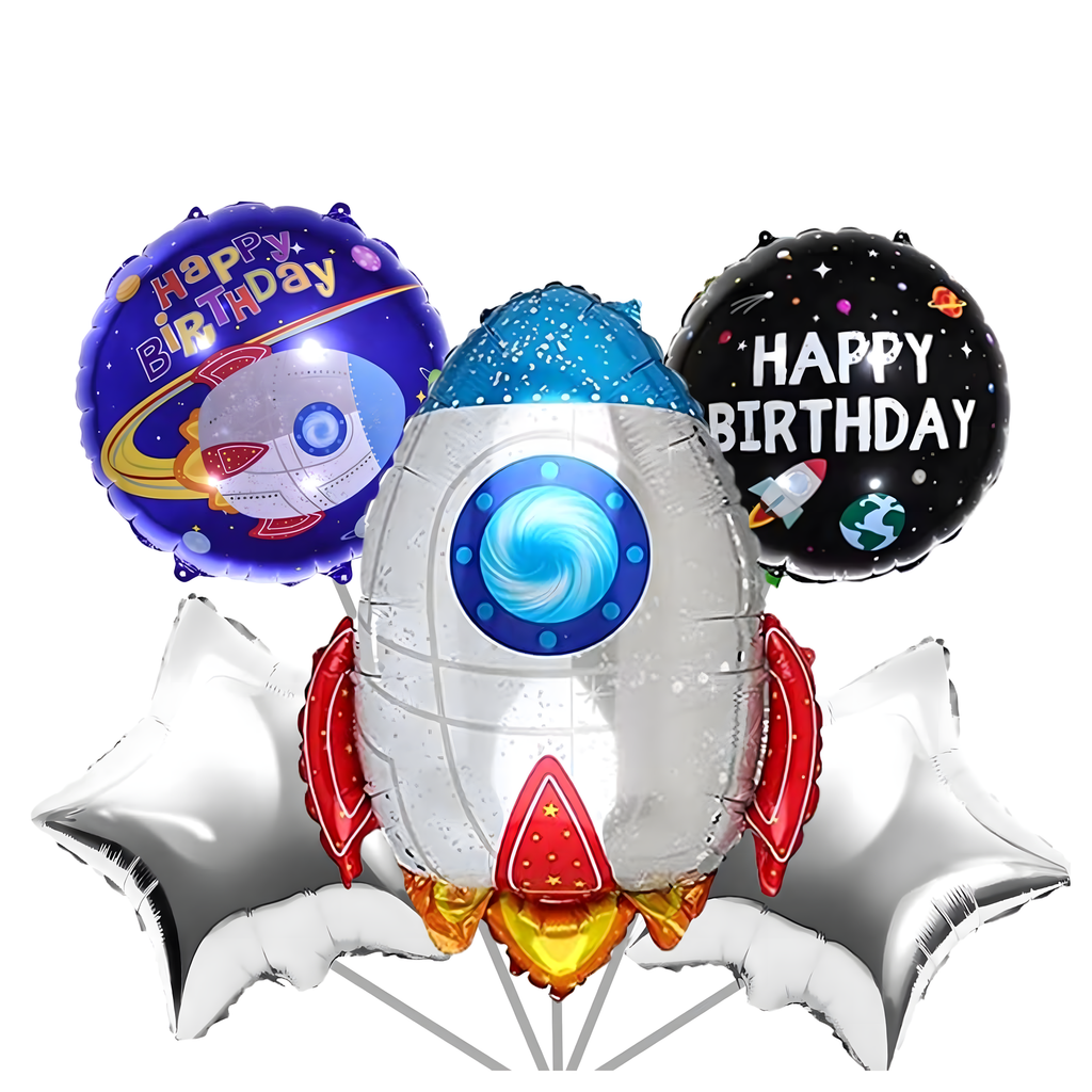 Fooliumõhupallide komplekt sünnipäevaks, kosmose rakett, 5 tk