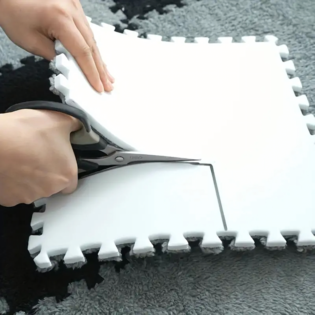 12x EVA Foam Puzzle Plush Mat Floor Carpet Black 30x30cm