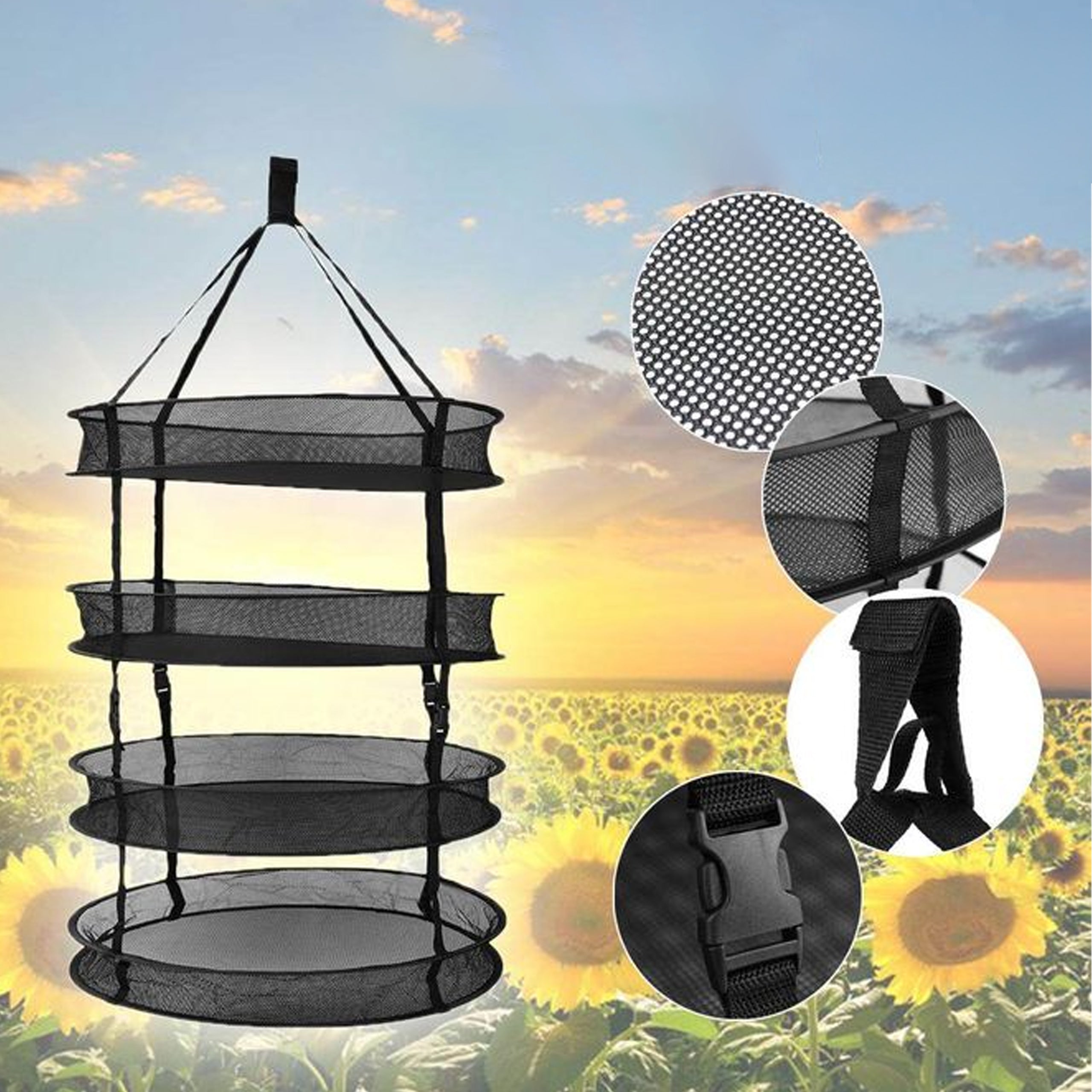 Drying Net Dryer for Mushrooms, Herbs, Vegetables, Plants 4 Shelves Adjustable