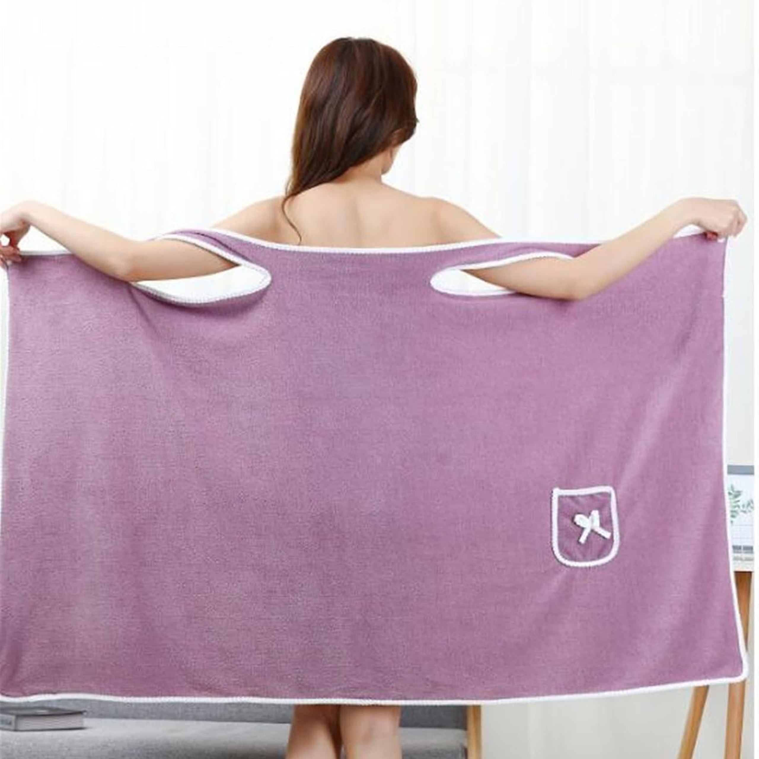 Women's Bath Towel Sauna Tunic Spa Pareo Shoulder Bathrobe Large
