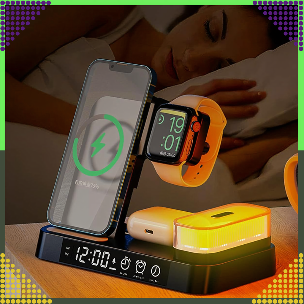 Induktsioonlaadija Juhtmevaba Induktsioonjaam 15W Öölamp 4in1 QI